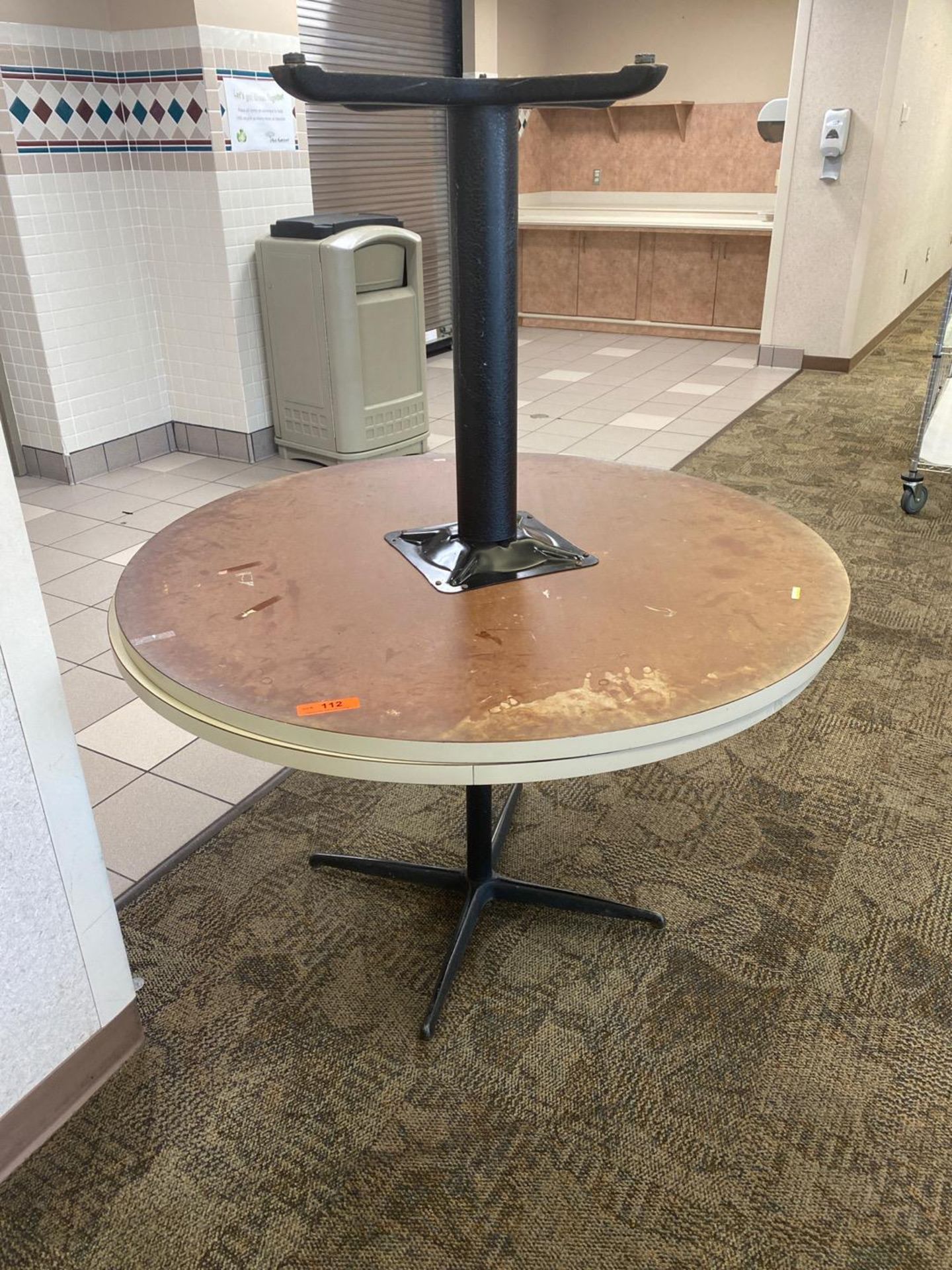 LOT OF 2 CIRCULAR CAFETERIA TABLES