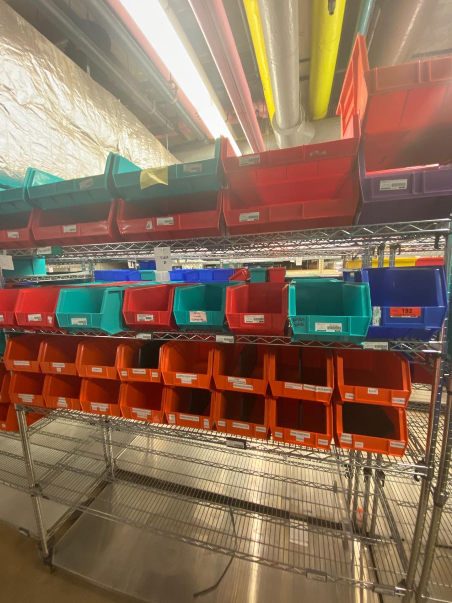 CART OF ASSORTED AKRO BINS (NO CART)