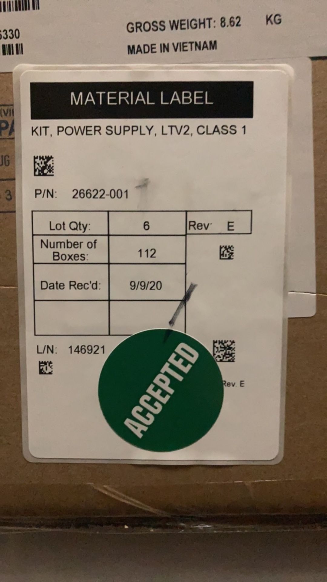 XP POWER 26622-001, REV. E, PALLET OF POWER SUPPLY KITS FOR LTV2 VENTILATOR, QTY. 120, LOC D5 - Image 5 of 6