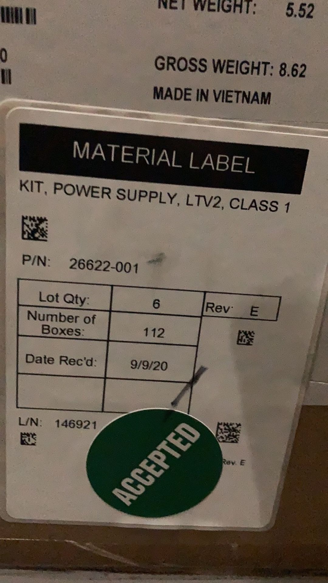 XP POWER 26622-001, REV. E, PALLET OF POWER SUPPLY KITS FOR LTV2 VENTILATOR, QTY. 120, LOC E1 - Image 5 of 6