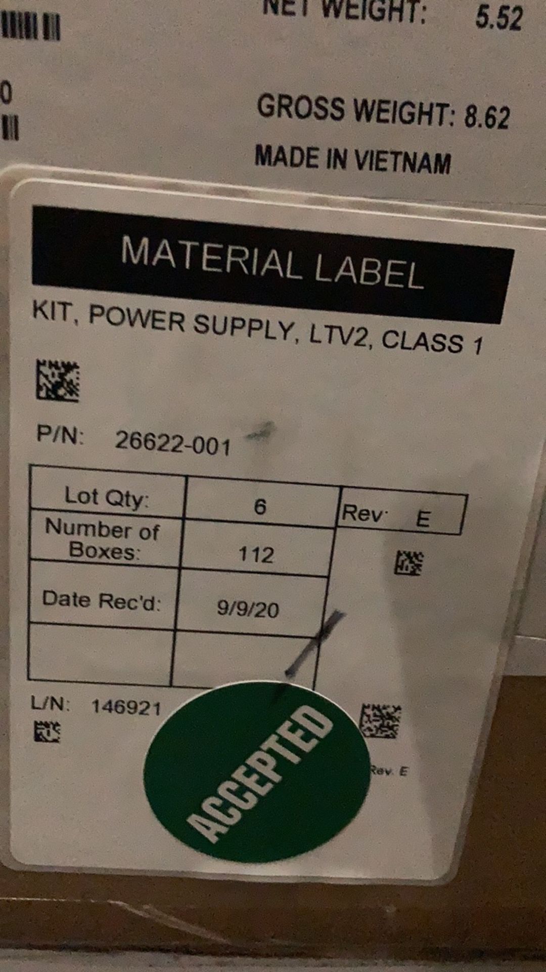 XP POWER 26622-001, REV. E, PALLET OF POWER SUPPLY KITS FOR LTV2 VENTILATOR, QTY. 120, LOC D2 - Image 5 of 6