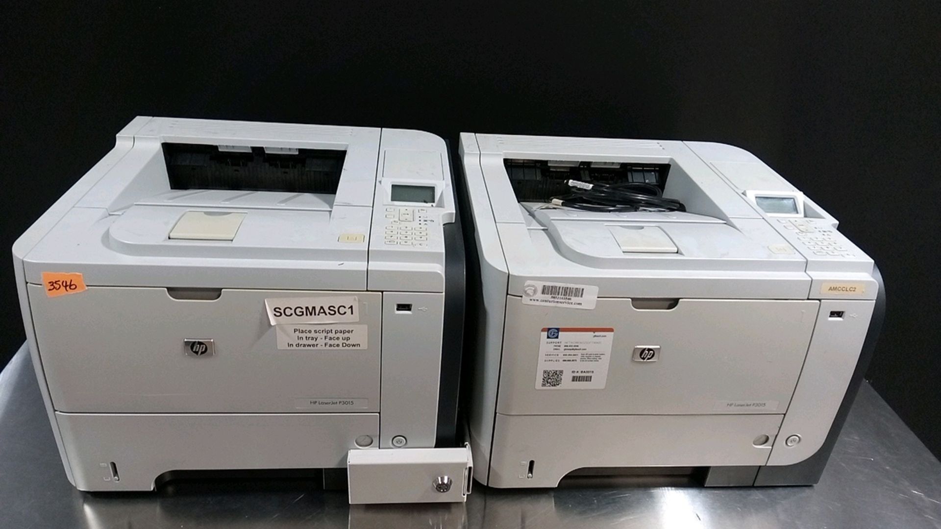 LOT OF 2 HP P3015 PRINTERS LOCATED AT: 2440 GREENLEAF AVE, ELK GROVE VILLAGE IL