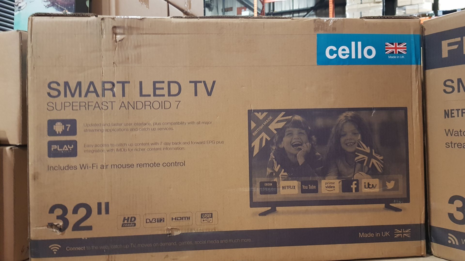 CELLO 32" SMART LED TV - C32SFS PB - (PRODUCT IS NEW, NOT ORIGINAL BOX)