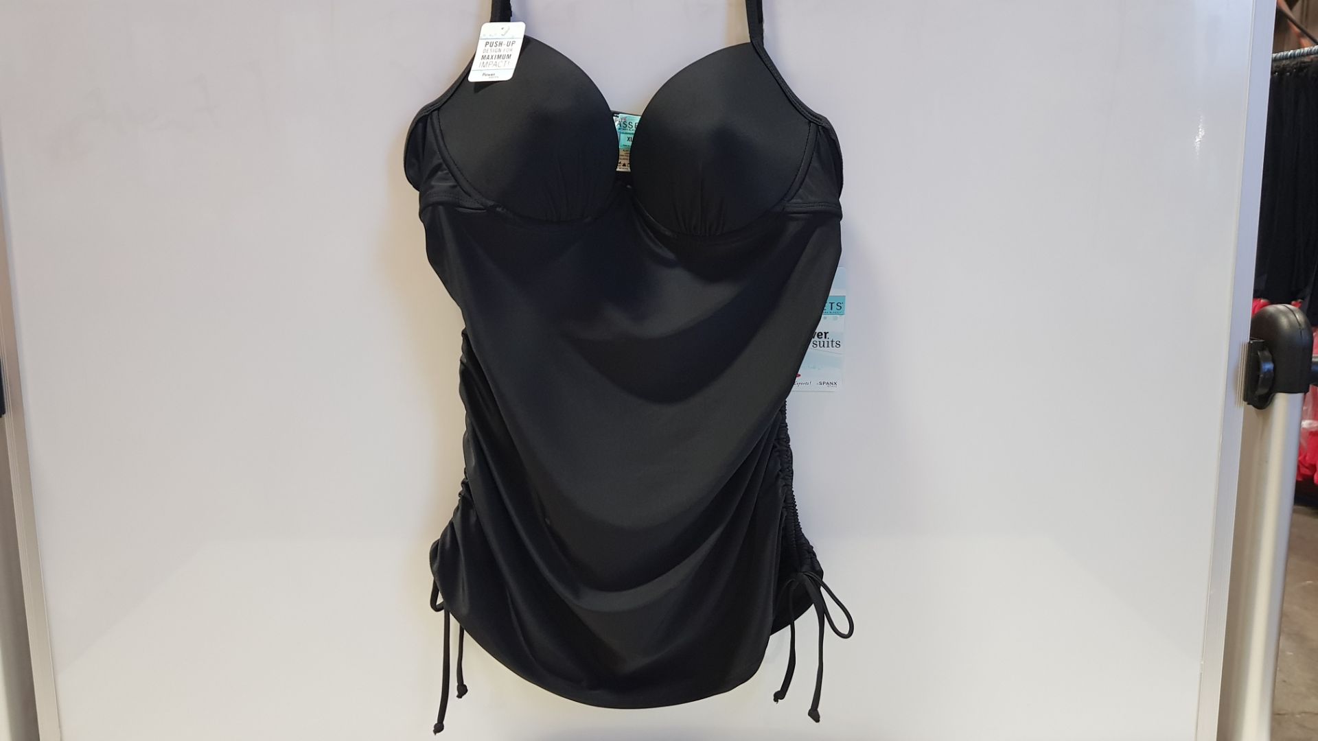 25 X BRAND NEW LOVE YOUR ASSESTS BY SPANX JET BLACK PUSH UP TANKINI IN SIZE XL. - IN ONE BOX RRP $