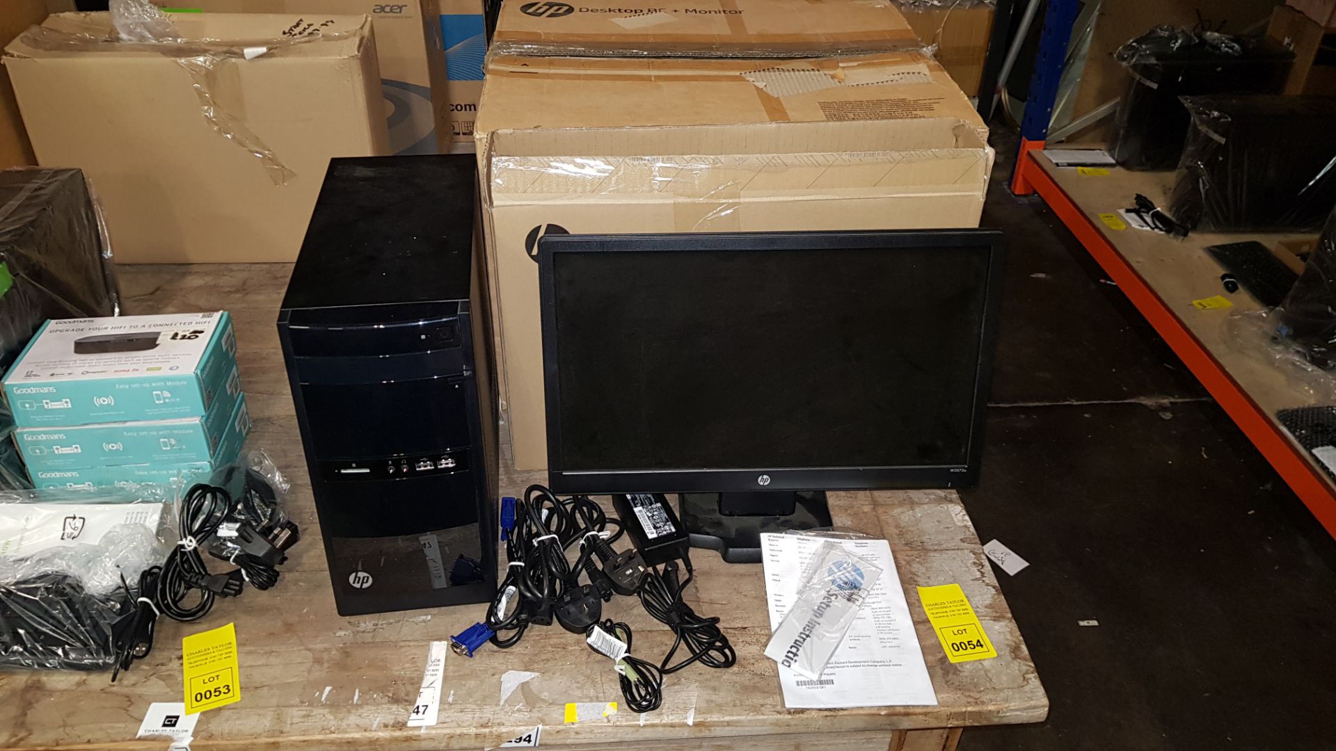 COMPUTER LOT CONTAINING HP 110 DESKTOP PC SERIES, HP W2072A MONITOR WITH SETUP INSTRUCTIONS, ALL