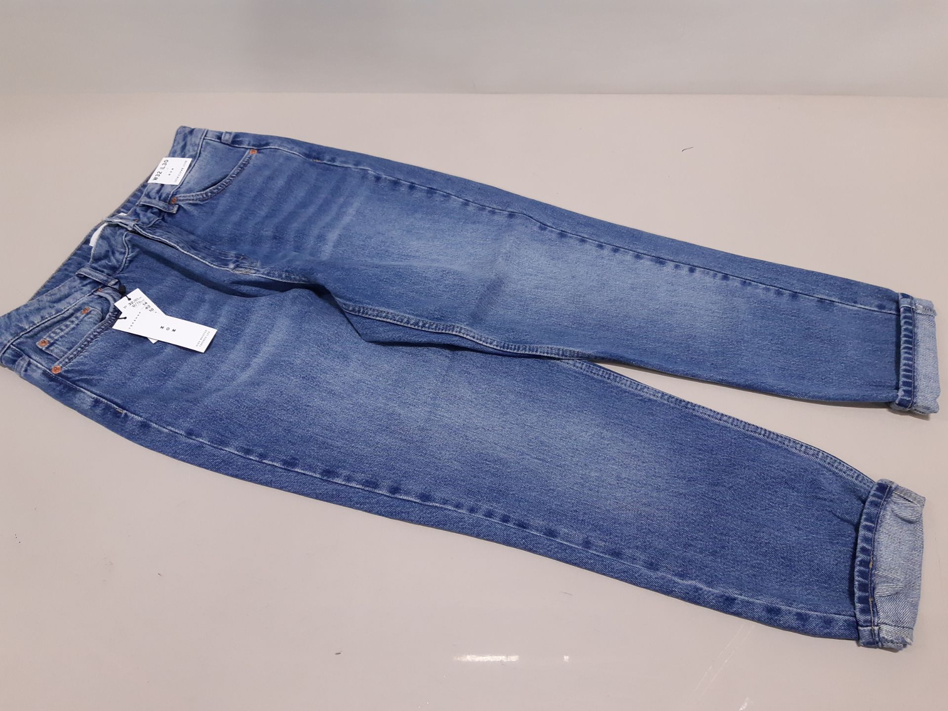7 X BRAND NEW TOPSHOP MOM HIGH WASTED TAPERED LEGGED DENIM JEANS UK SIZE 14 RRP-£280.00