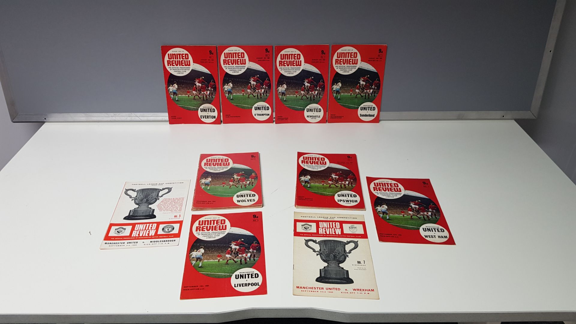 COMPLETE COLLECTION OF MANCHESTER UNITED HOME GAME PROGRAMMES FROM THE 1969/1970 SEASON. RANGING