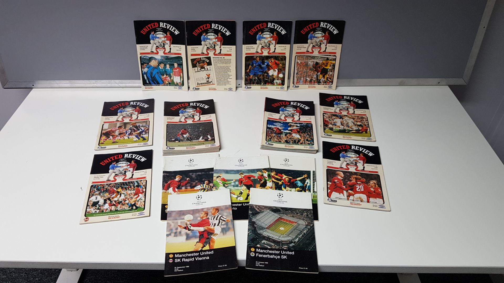 COMPLETE COLLECTION OF MANCHESTER UNITED HOME GAME PROGRAMMES FROM THE 1996/1997 SEASON. FROM