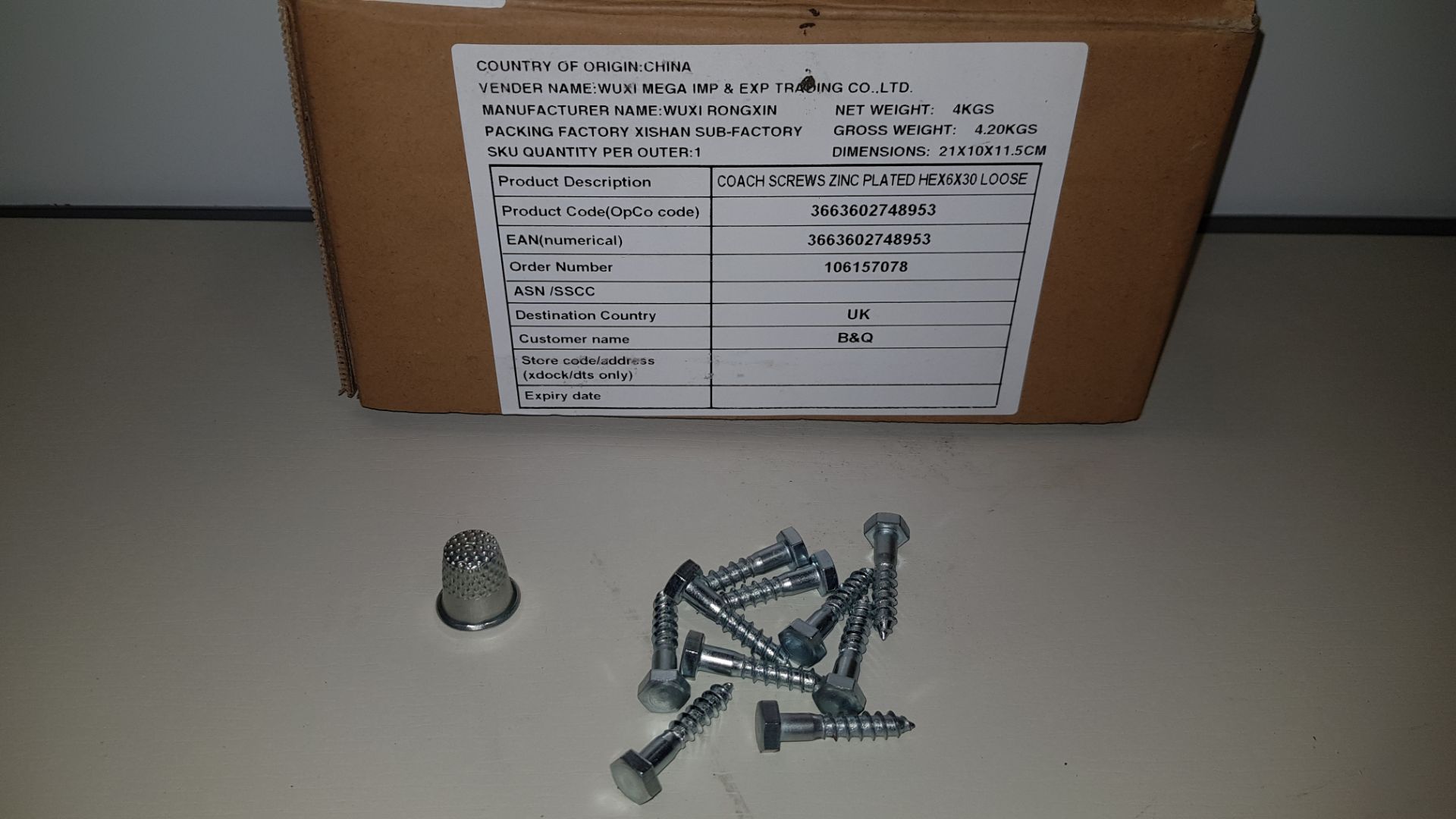 APPROX 29,400 X BRAND NEW COACH SCREWS ZINC PLATED HE X 6 X 30 LOOSE IN 49 BOXES