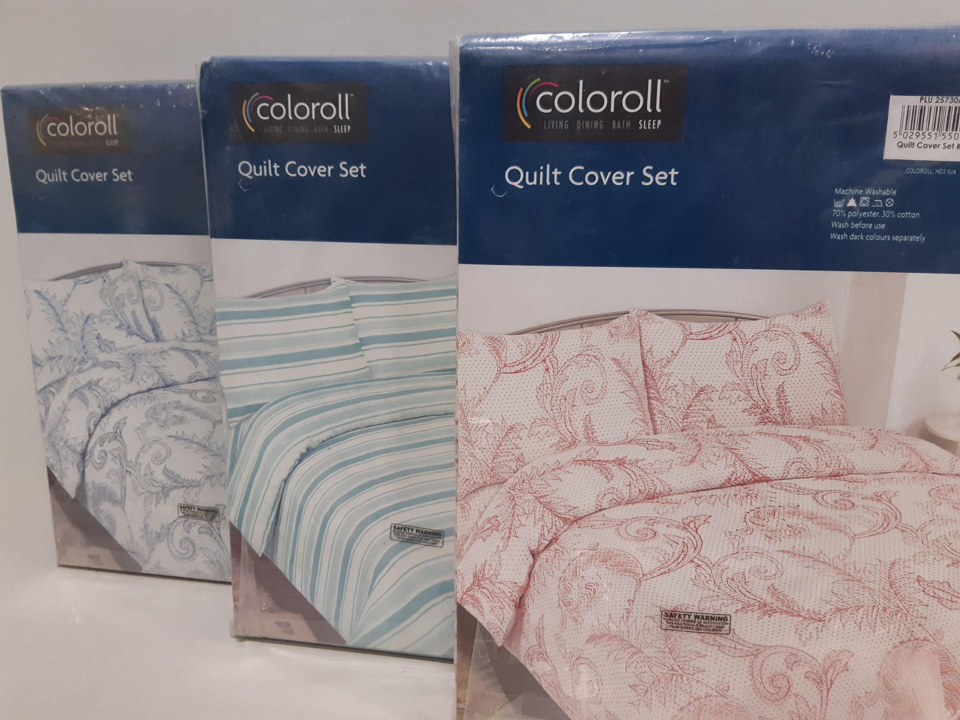 25 X BRAND NEW COLOROLL QUILT COVER SETS IN VARIOUS DESIGNS IE; BLUE FLORAL, PINK FLORAL, PINK AND