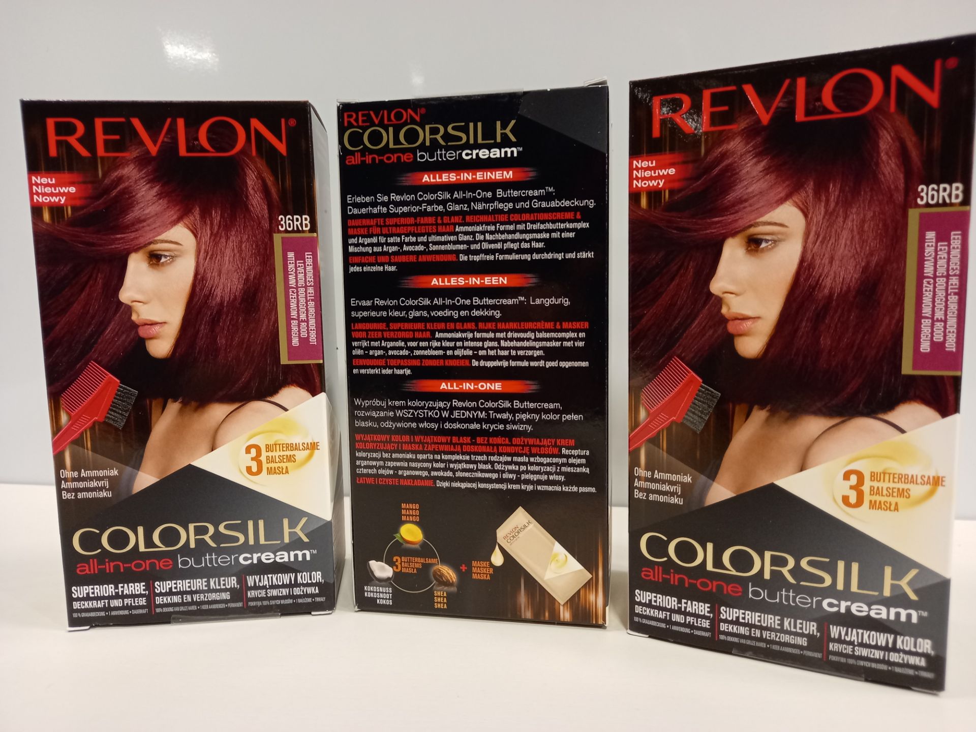 48 X BRAND NEW REVLON COLORSILK ALL IN ONE BUTTERCREAM RED BURGUNDY HAIR COLOUR IN 4 BOXES