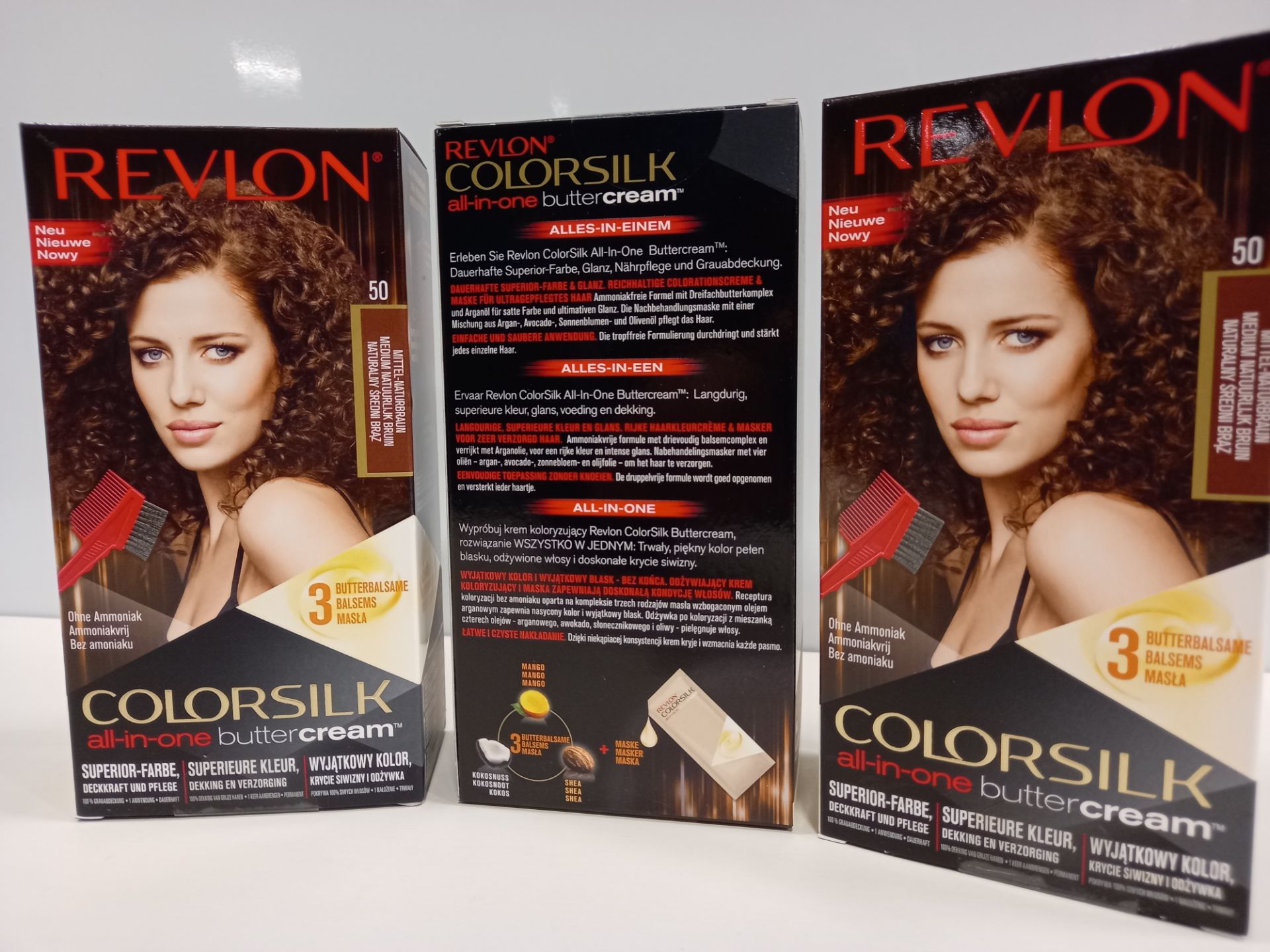 48 X BRAND NEW REVLON COLORSILK ALL IN ONE BUTTERCREAM MEDIUM NATURAL BROWN HAIR COLOUR IN 4 BOXES