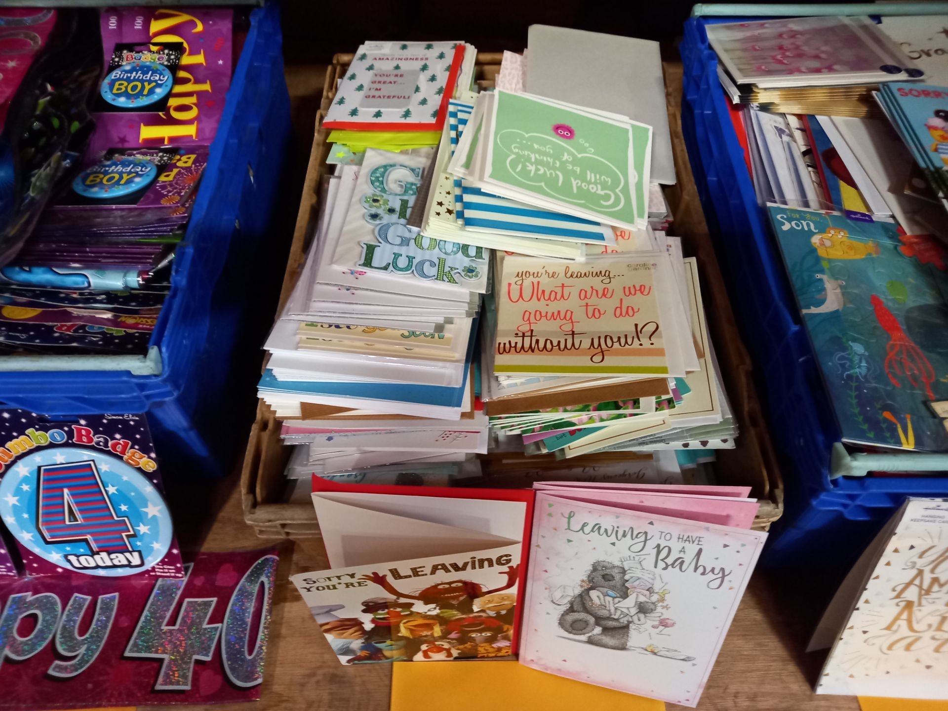 APPROX 1000 X BRAND NEW QUALITY OCCASIONS CARDS IE. SORRY YOURE LEAVING, GOOD LUCK, THANK YOU FOR