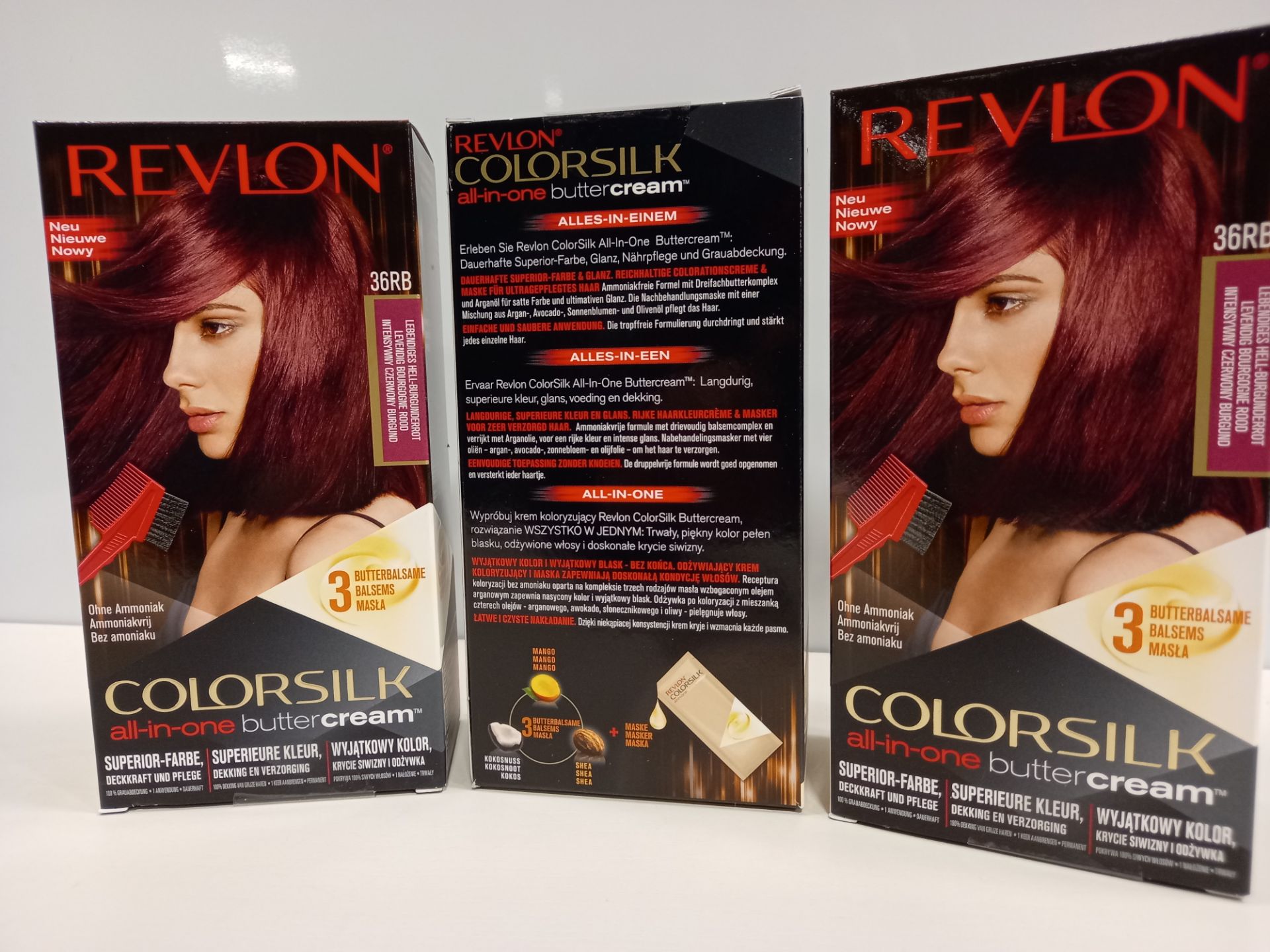 48 X BRAND NEW REVLON COLORSILK ALL IN ONE BUTTERCREAM RED BURGUNDY HAIR COLOUR IN 4 BOXES