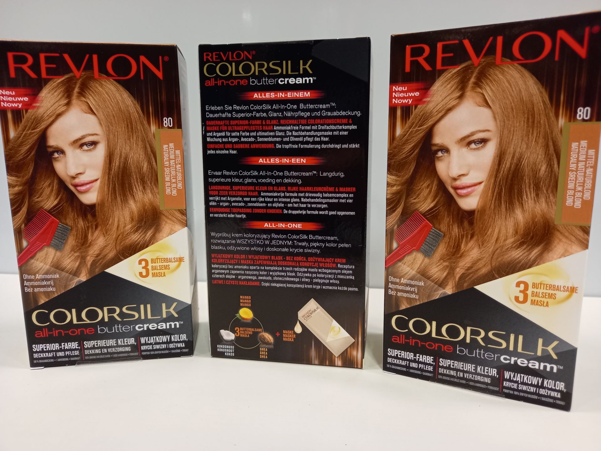 48 X BRAND NEW REVLON COLORSILK ALL IN ONE BUTTERCREAM MEDIUM NATURAL BLONDE HAIR COLOUR IN 4 BOXES