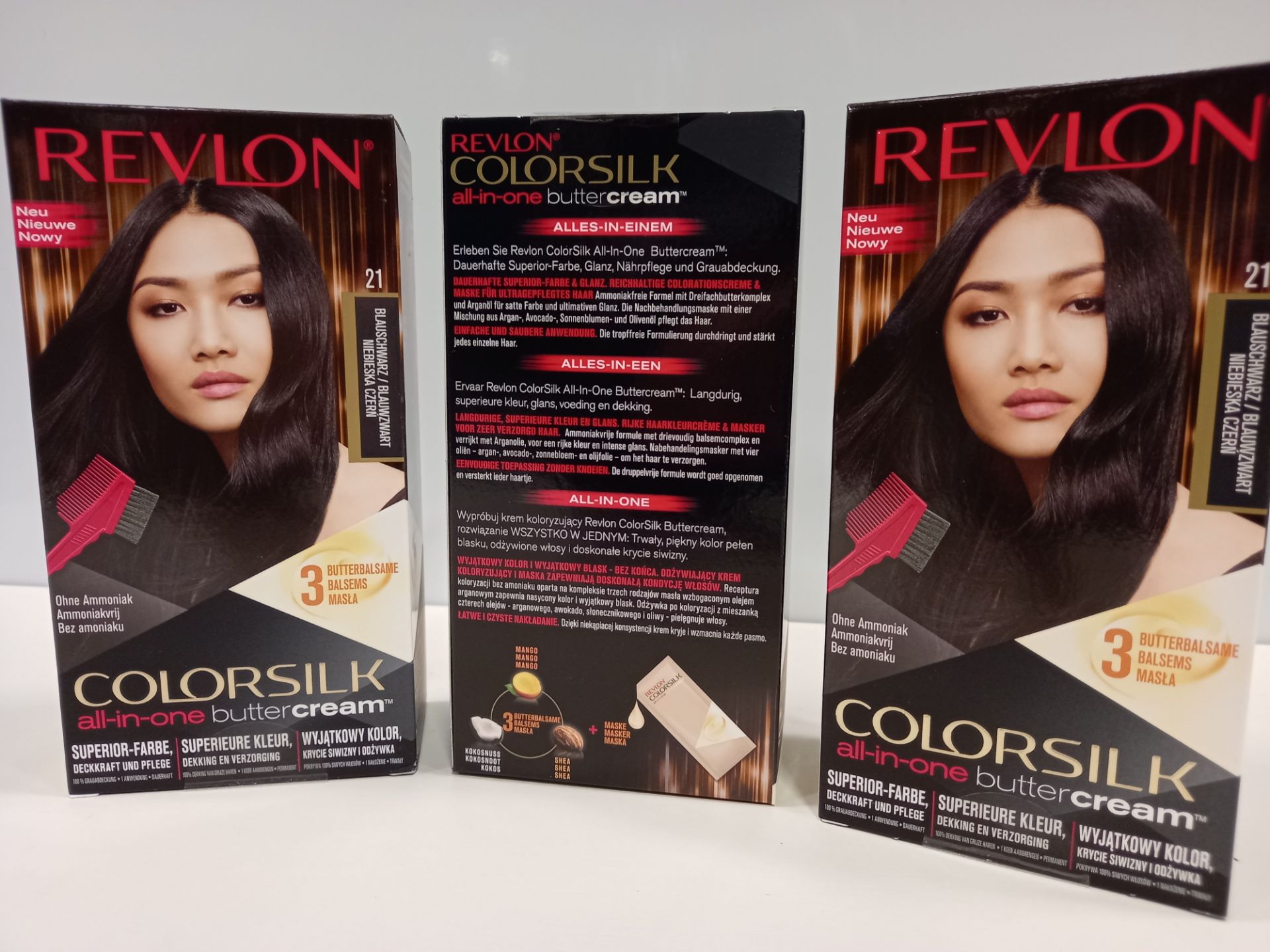 48 X BRAND NEW REVLON COLORSILK ALL IN ONE BUTTERCREAM BLUE BLACK HAIR COLOUR IN 4 BOXES