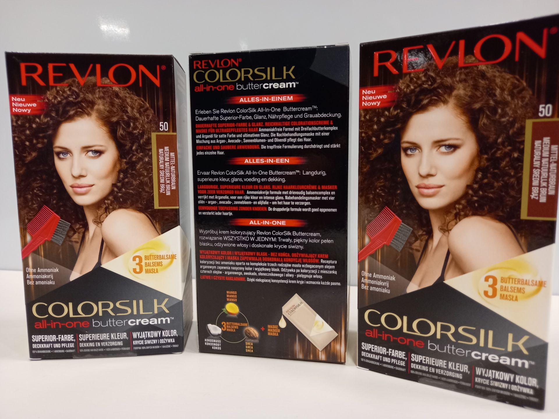 48 X BRAND NEW REVLON COLORSILK ALL IN ONE BUTTERCREAM MEDIUM NATURAL BROWN HAIR COLOUR IN 4 BOXES