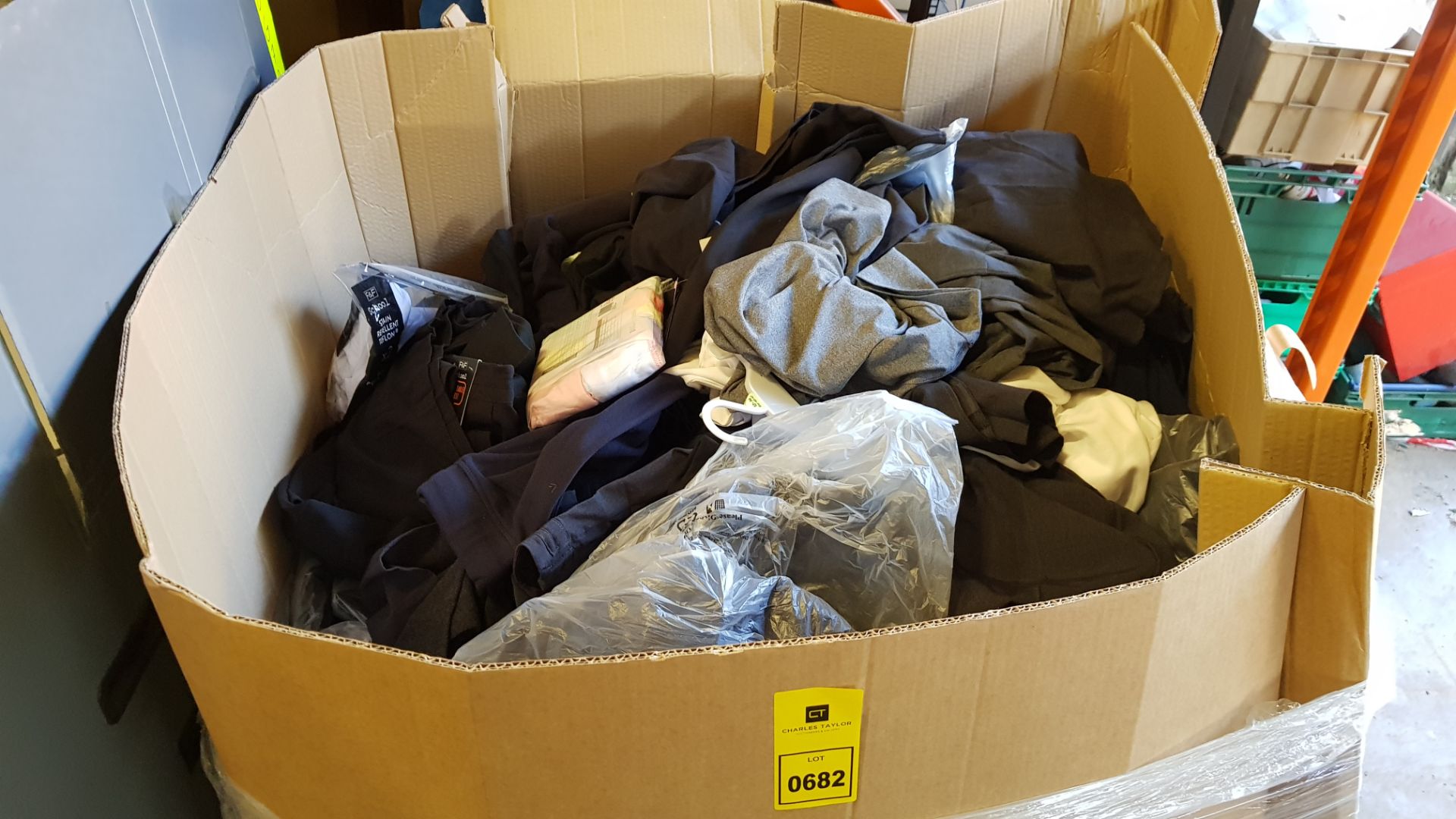 FULL PALLET CONTAINING GREY SKIRTS, BLACK SKIRTS, WHITE UNDERWEAR, POLO SHIRTS AND SHORT SLEEVED
