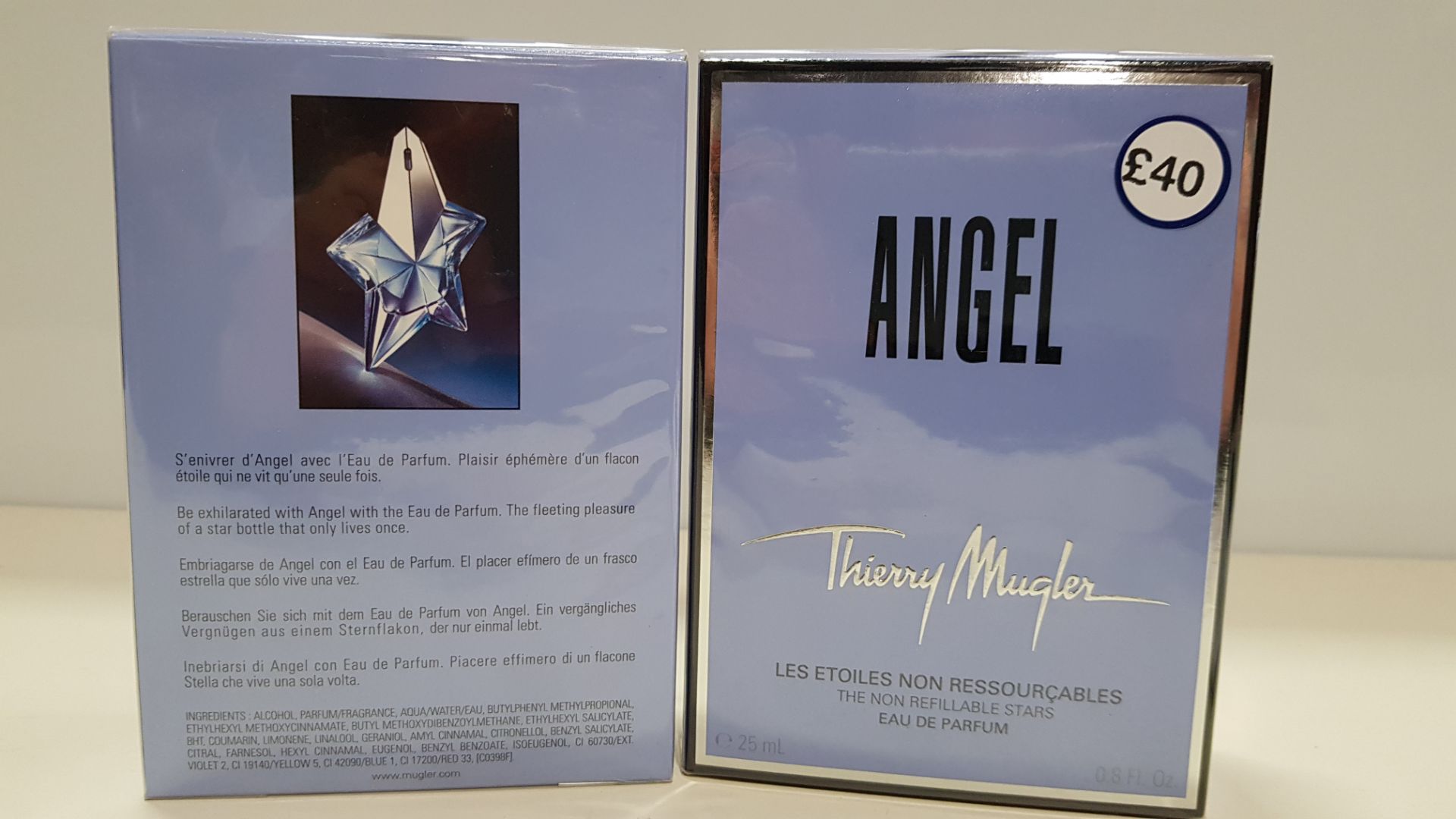 10 X 25ML ANGEL, THIERRY MUGLER EAU DE PARFUM (EXP DATE UNKNOWN) - ORIGINAL CELLOPHANE WRAPPED