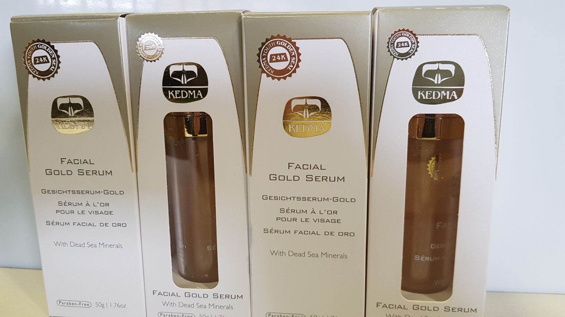 3 X BRAND NEW BOXED KEDMA 24K FACIAL GOLD SERUM WITH DEAD SEA MINERALS (50G) TOTAL RRP $2,969.85