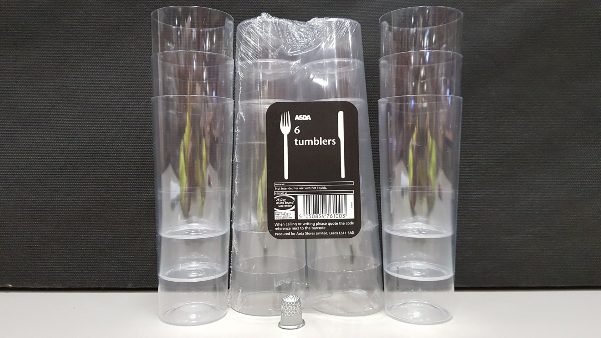 240 X BRAND NEW PACKS OF 6 HIGH BALL SLIM JIM CLEAR PLASTIC TUMBLERS IN 60 DISPLAY BOXES