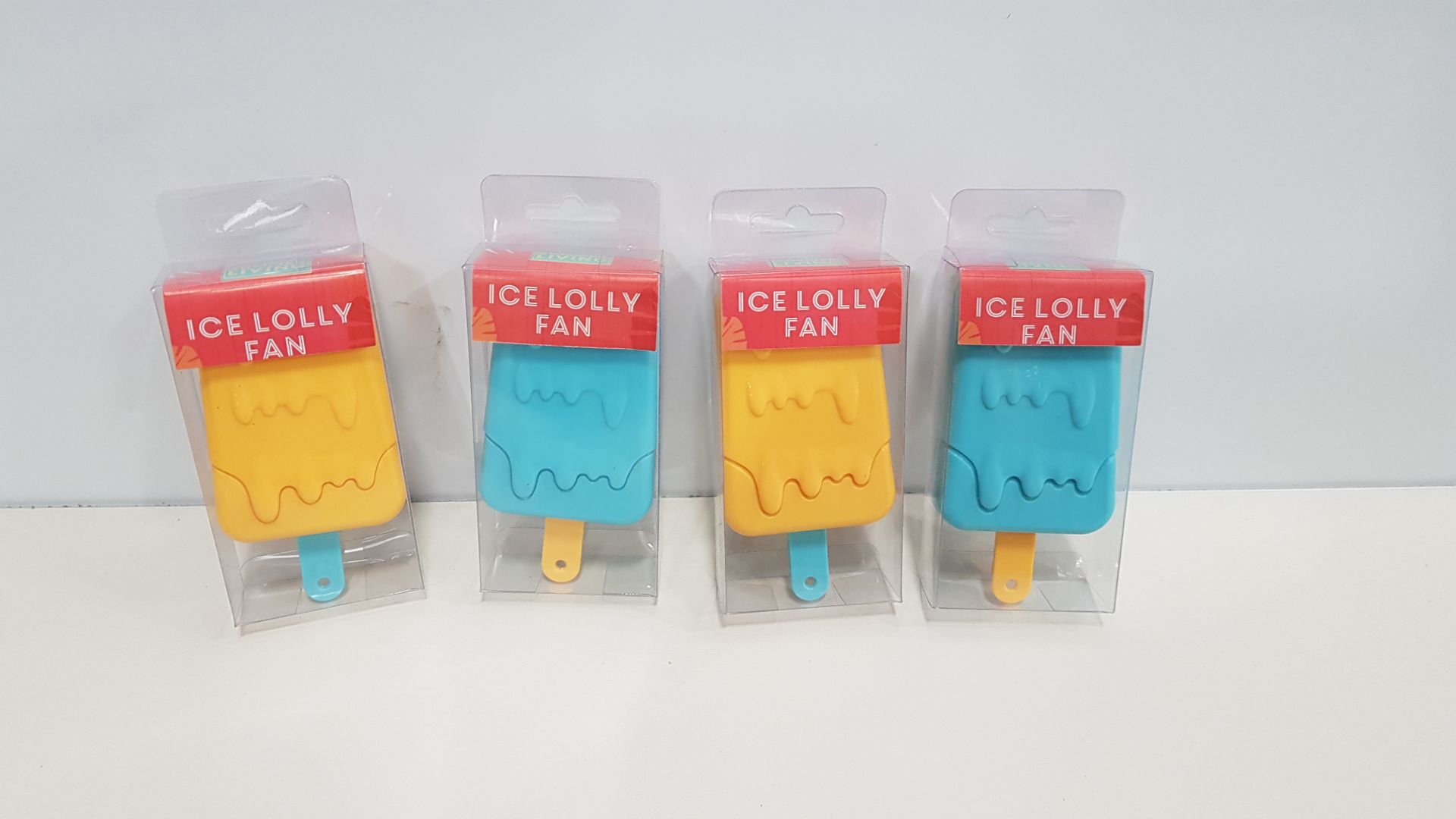 240 X BRAND NEW SUMMER LIVING ICE LOLLY FAN WITH REMOVABLE LID IN VARIOUS COLOURS IN 10 BOXES