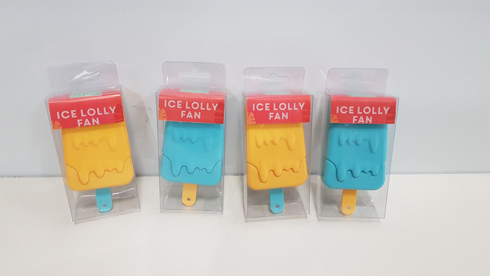 240 X BRAND NEW SUMMER LIVING ICE LOLLY FAN WITH REMOVABLE LID IN VARIOUS COLOURS IN 10 BOXES