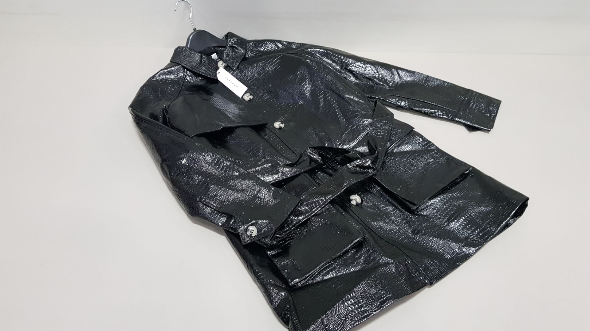 15 X BRAND NEW TOPSHOP LEATHER STYLED LONG BUTTONED JACKET UK SIZE 16