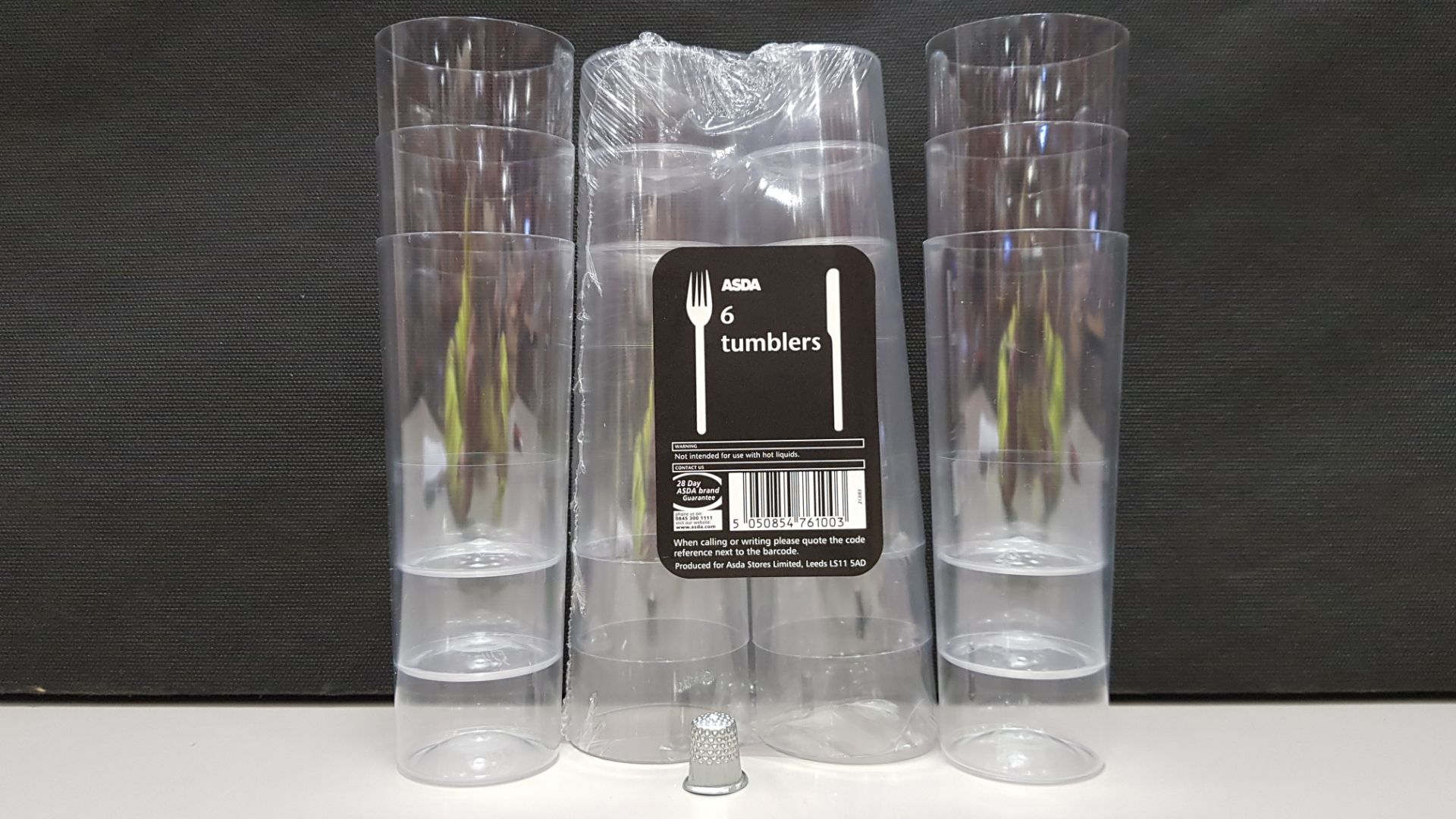 640 X BRAND NEW PACKS OF 6 HIGH BALL SLIM JIM CLEAR PLASTIC TUMBLERS IN 160 DISPLAY BOXES - ON 1