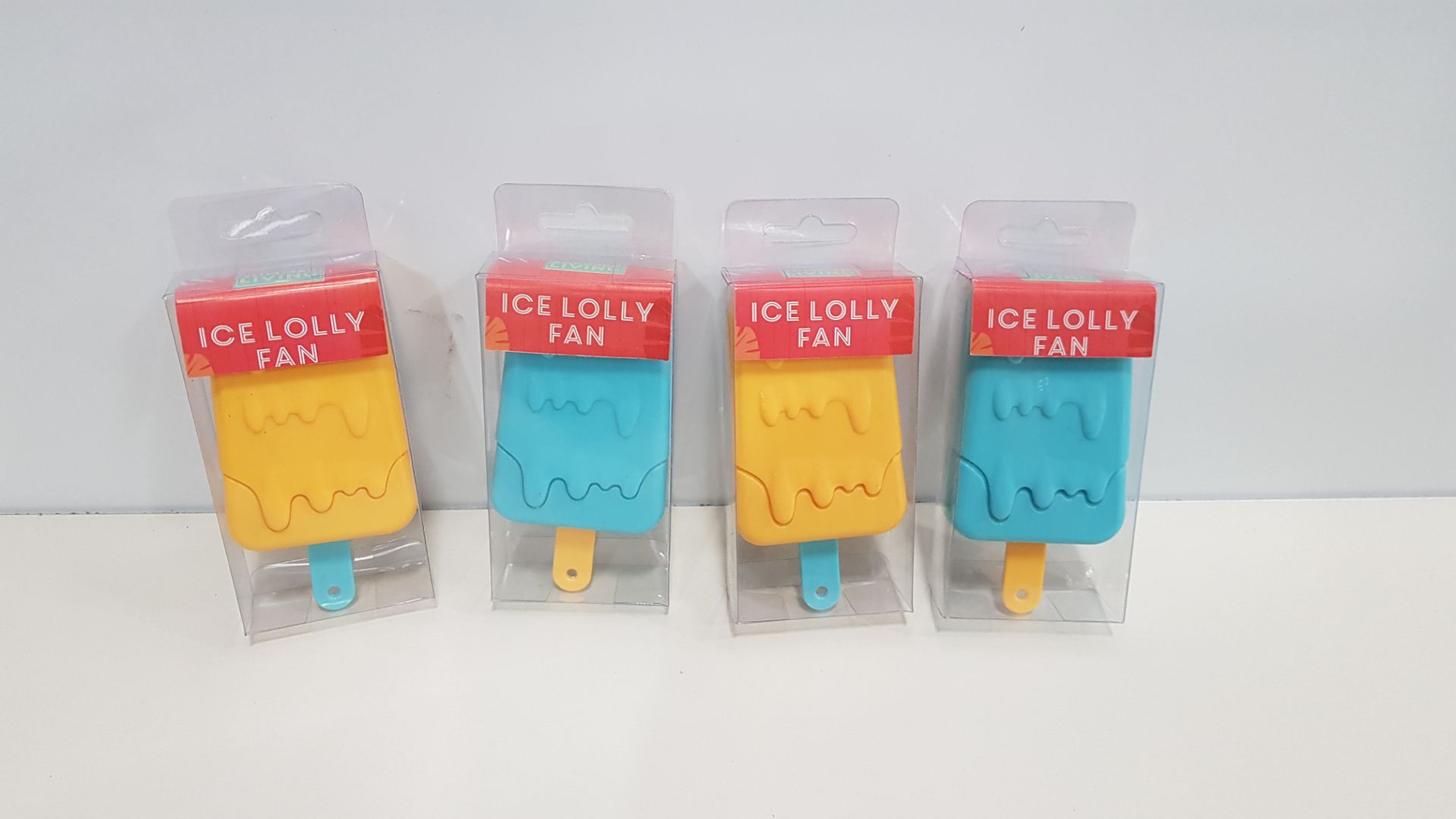 240 X BRAND NEW SUMMER LIVING ICE LOLLY FAN WITH REMOVABLE LID IN VARIOUS COLOURS IN 10 BOXES