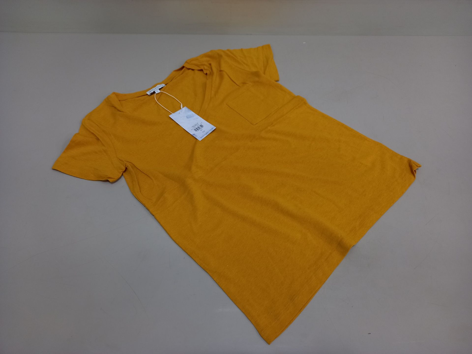 25 X BRAND NEW WAREHOUSE CLOTHING BURNT YELLOW LINEN V NECK T SHIRTS IN VARIOUS SIZES RRP Â£16.00