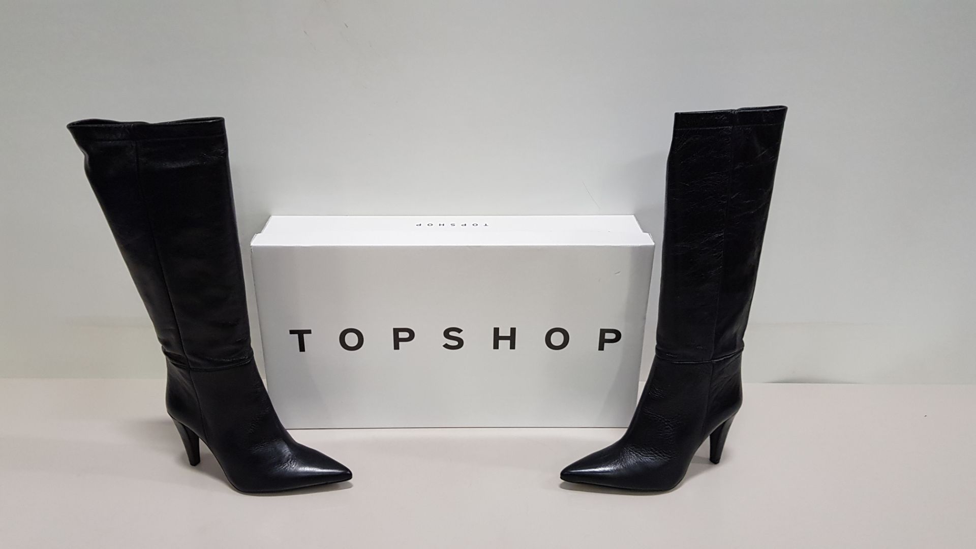 3 X BRAND NEW TOPSHOP TAYLOR BLACK HEELED KNEE HIGH BOOTS UK SIZE 6 RRP Â£120.00