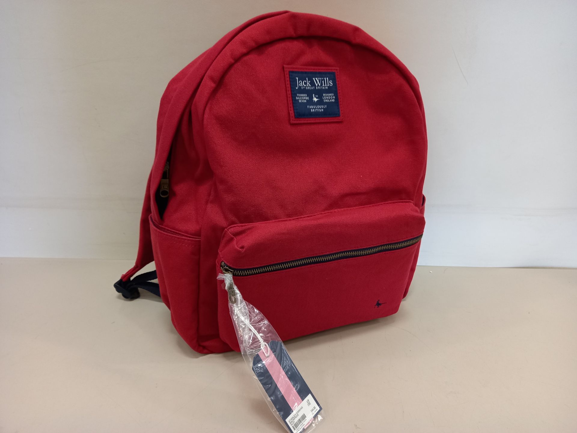 8 X BRAND NEW JACK WILLS STANLEY CANVAS BACKPACKS IN RED (RUST) WITH SWING TICKETS RRP £44.95 EACH