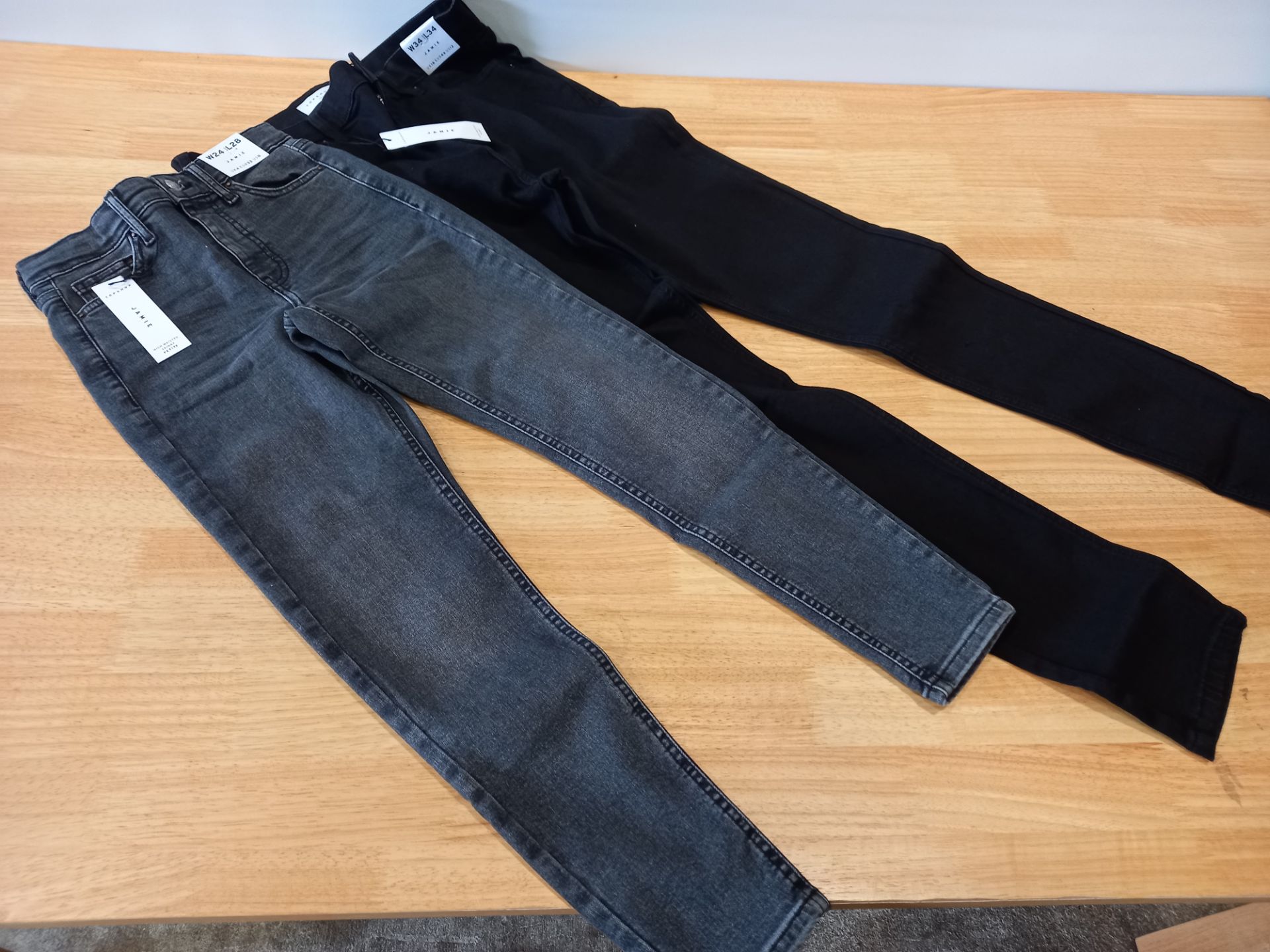 10 PIECE MIXED TOPSHOP JEAN LOT CONTAINING 6 X JAMIE HIGH WAISTED SKINNY PETITE JEANS UK SIZE 4