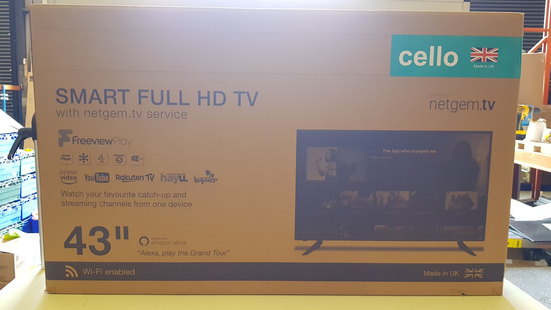 1 X BRAND NEW BOXED 43 CELLO SMART FULL HD TV WITH NETGEM.TV SERVICE