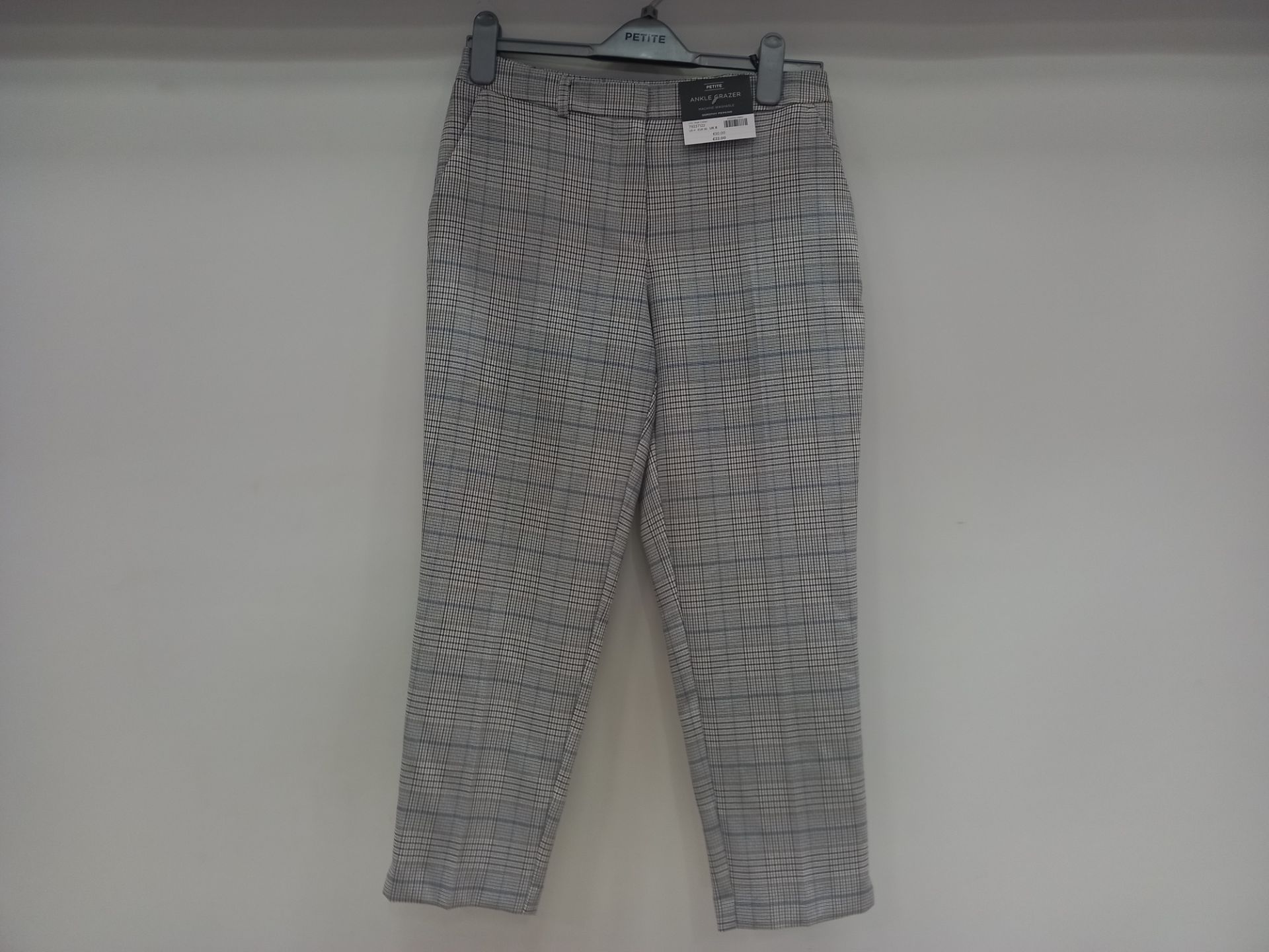 12 X BRAND NEW DOROTHY PERKINS PETITE CHEQUERED ANKLE GRAZERS UK SIZE 8, 10 AND 16 RRP £22.00 (TOTAL
