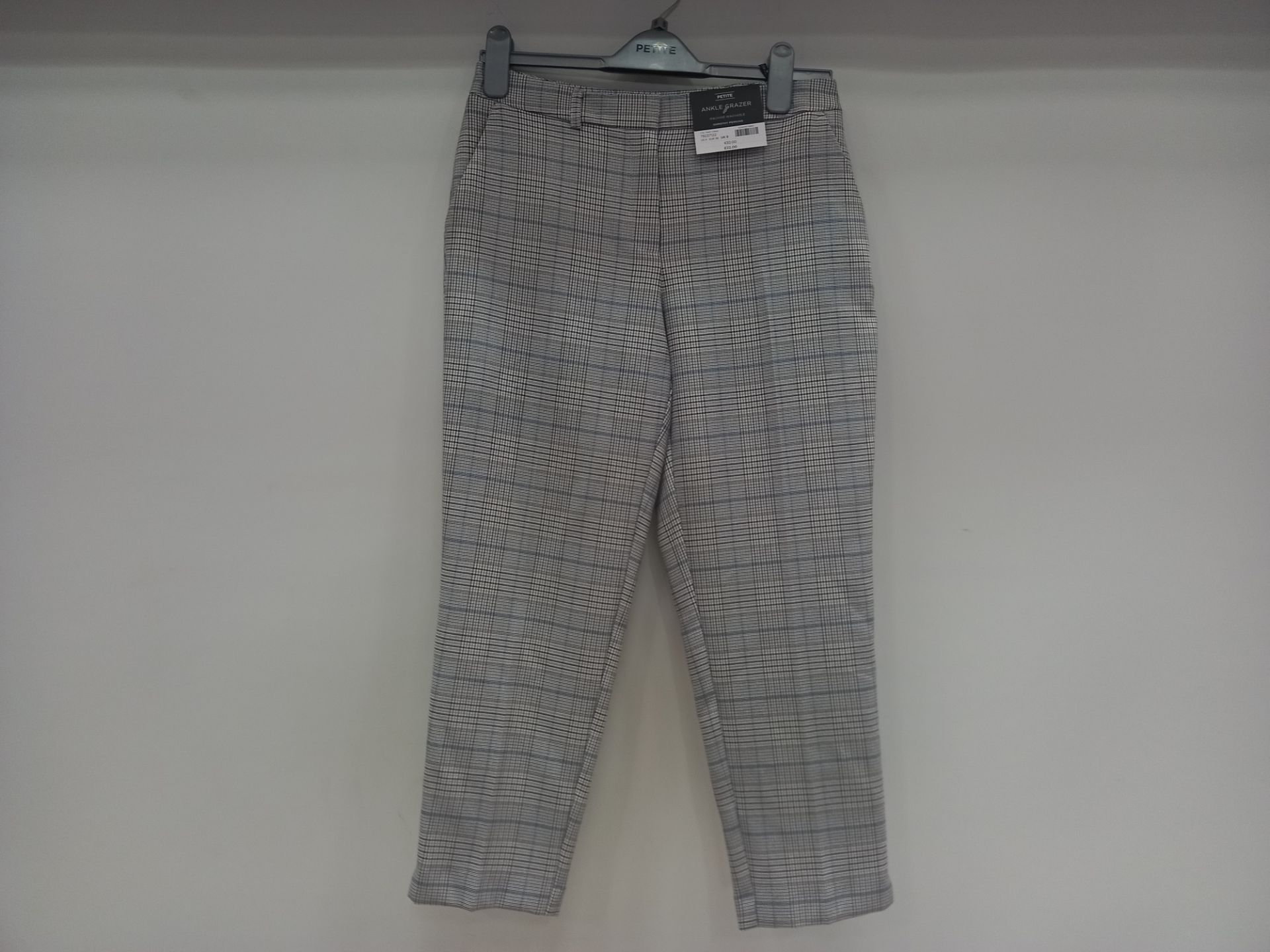 12 X BRAND NEW DOROTHY PERKINS PETITE CHEQUERED ANKLE GRAZERS UK SIZE 8, 10 AND 16 RRP £22.00 (TOTAL