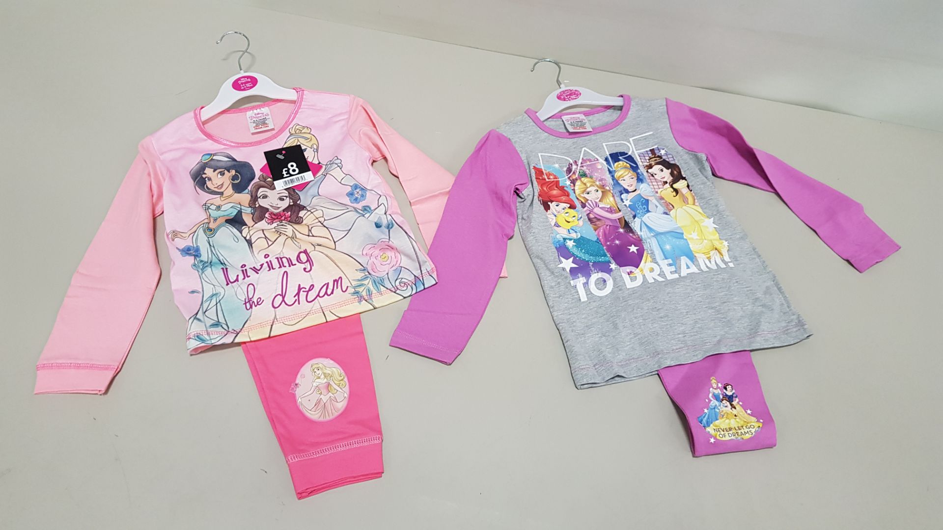 15 PIECE MIXED PYJAMA LOT CONTAINING DISNEY PRINCESS LIVING THE DREAM PYJAMA SET AND DISNEY PRINCESS