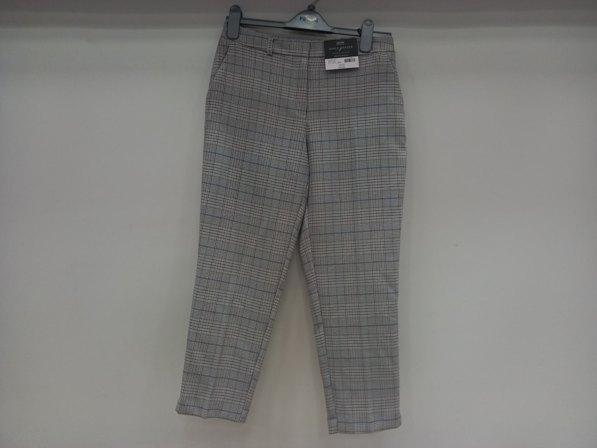 12 X BRAND NEW DOROTHY PERKINS PETITE CHEQUERED ANKLE GRAZERS UK SIZE 8, 10 AND 16 RRP £22.00 (TOTAL