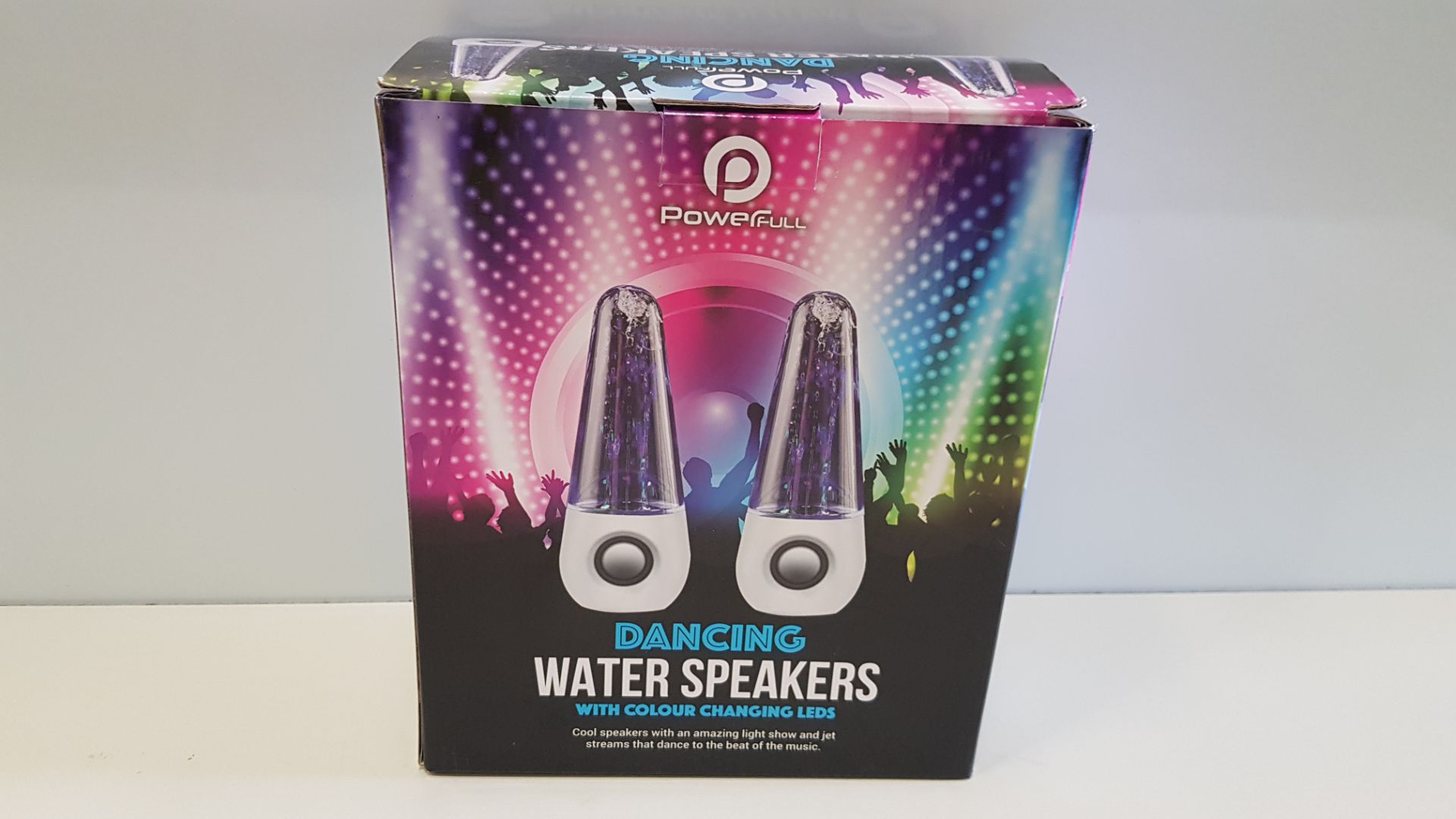 36 X BRAND NEW BOXED POWERFULL DANCING WATER SPEAKERS WITH COLOUR CHANGING LEDS. - IN 3 BOXES