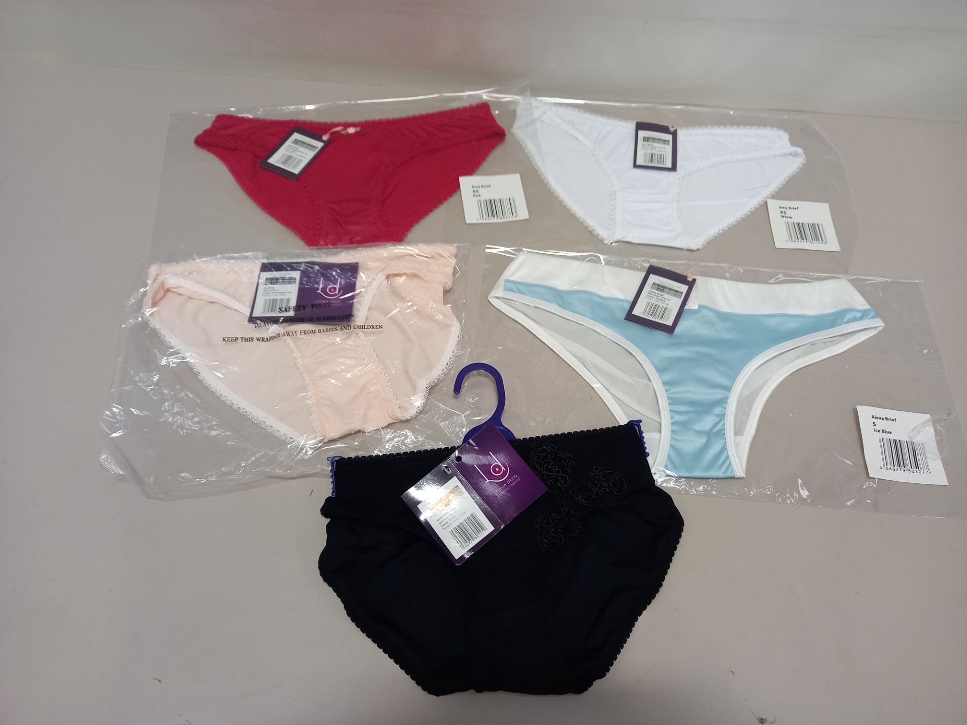 50 X BRAND NEW LORNA DREW LINGERIE BRIEFS IN VARIOUS STYLES AND SIZES IE ASTRID BRIEFS, AMY BRIEFS