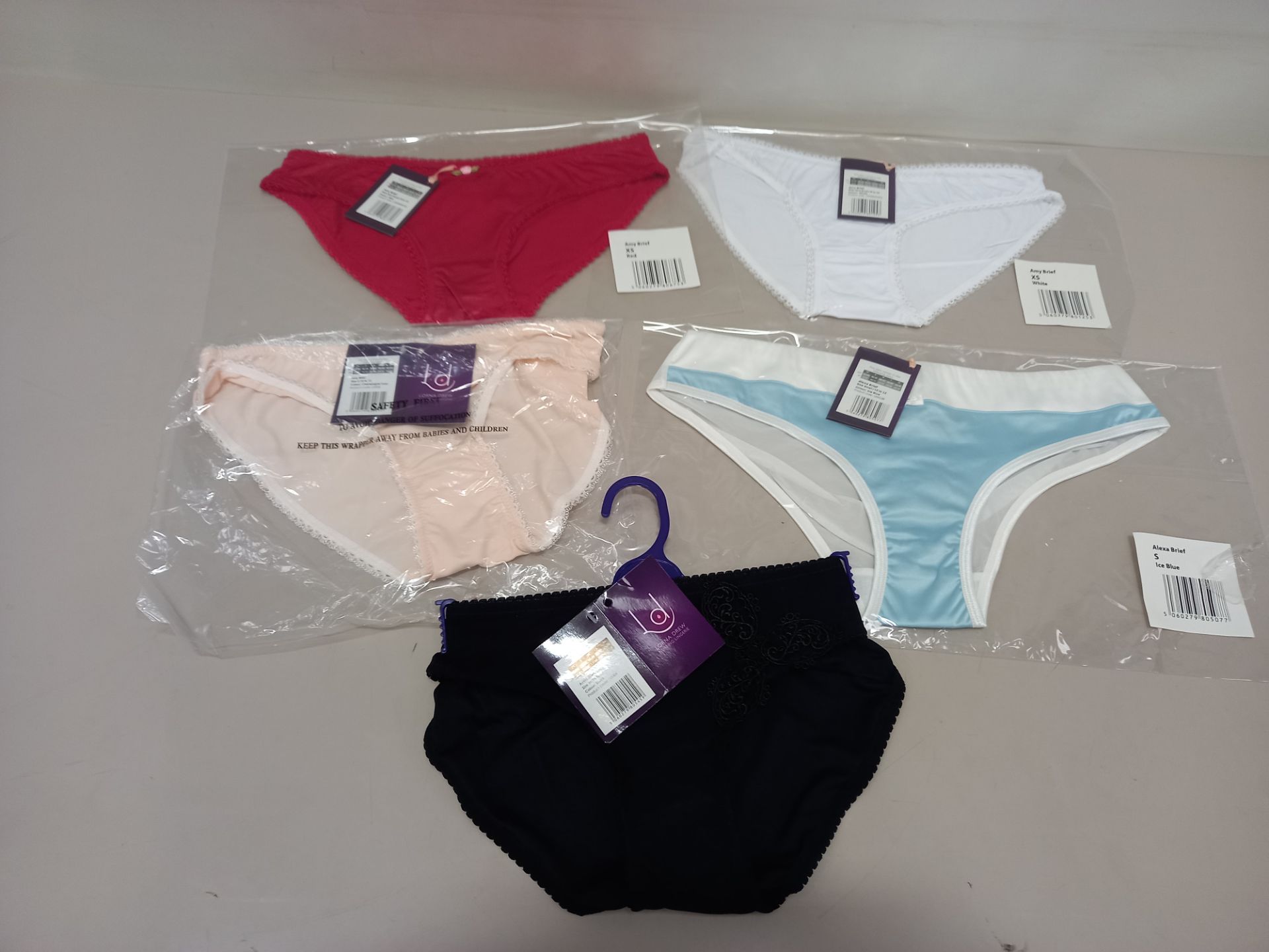 50 X BRAND NEW LORNA DREW LINGERIE BRIEFS IN VARIOUS STYLES AND SIZES IE ASTRID BRIEFS, AMY BRIEFS