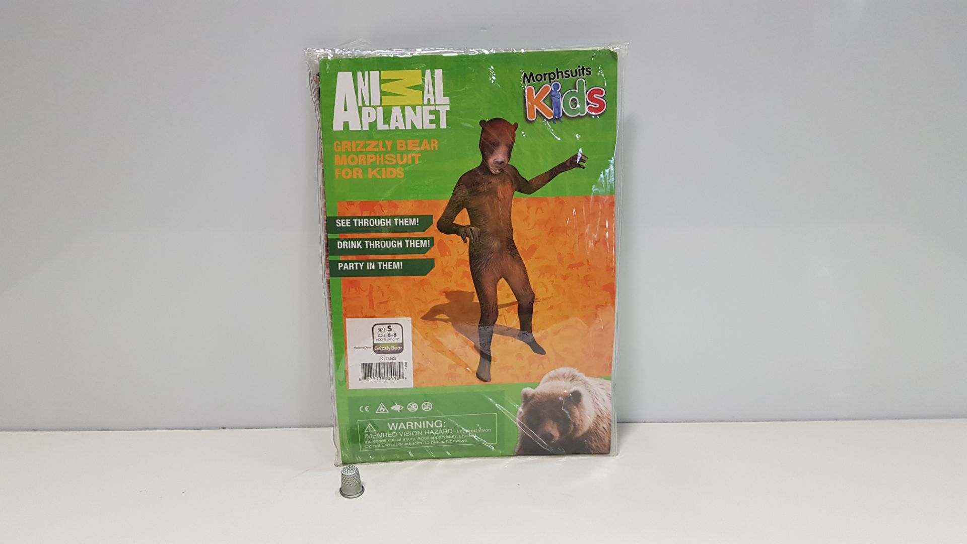 30 X BRAND NEW ANIMAL PLANET GRIZZLY BEAR MORPHSUIT FOR KIDS (SIZE 6-8) IN 1 TRAY