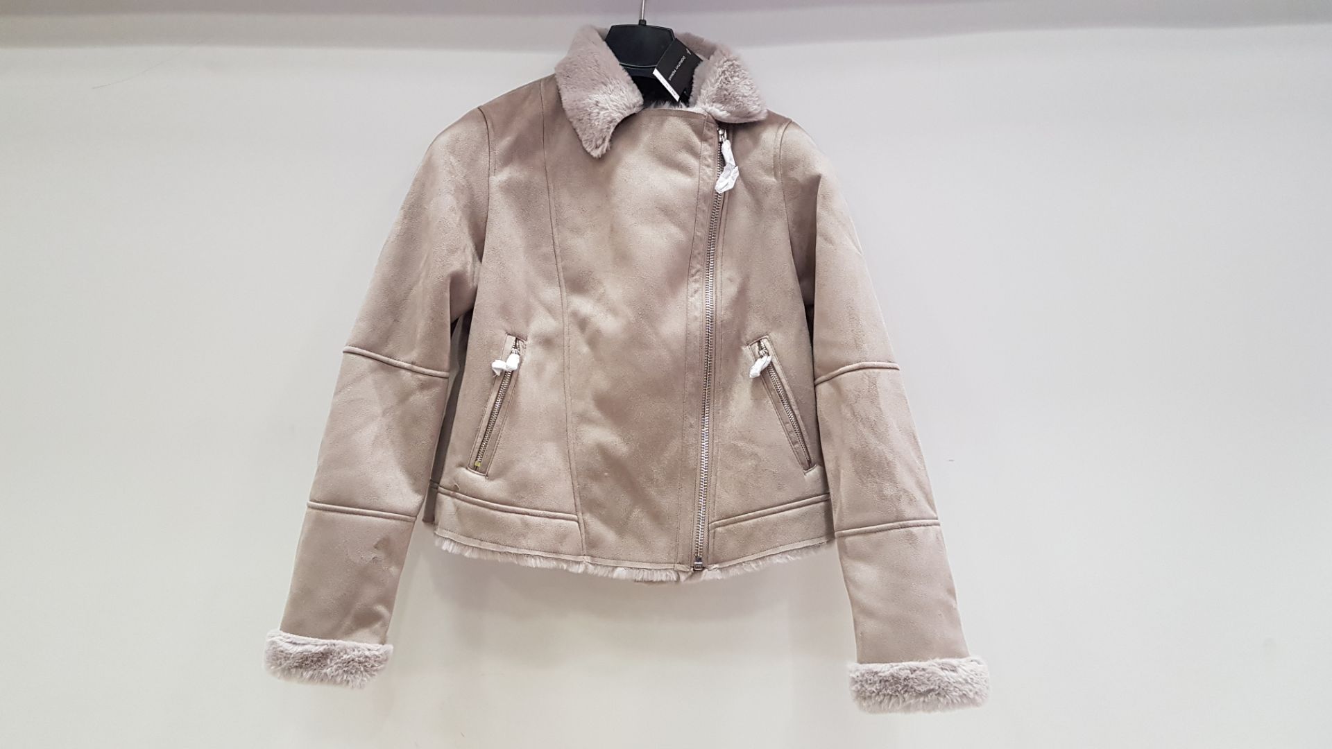 12 X BRAND NEW DOROTHY PERKINS FAUX FUR LINED SUEDE JACKETS UK SIZE 8 AND 14 RRP £49.00 (TOTAL