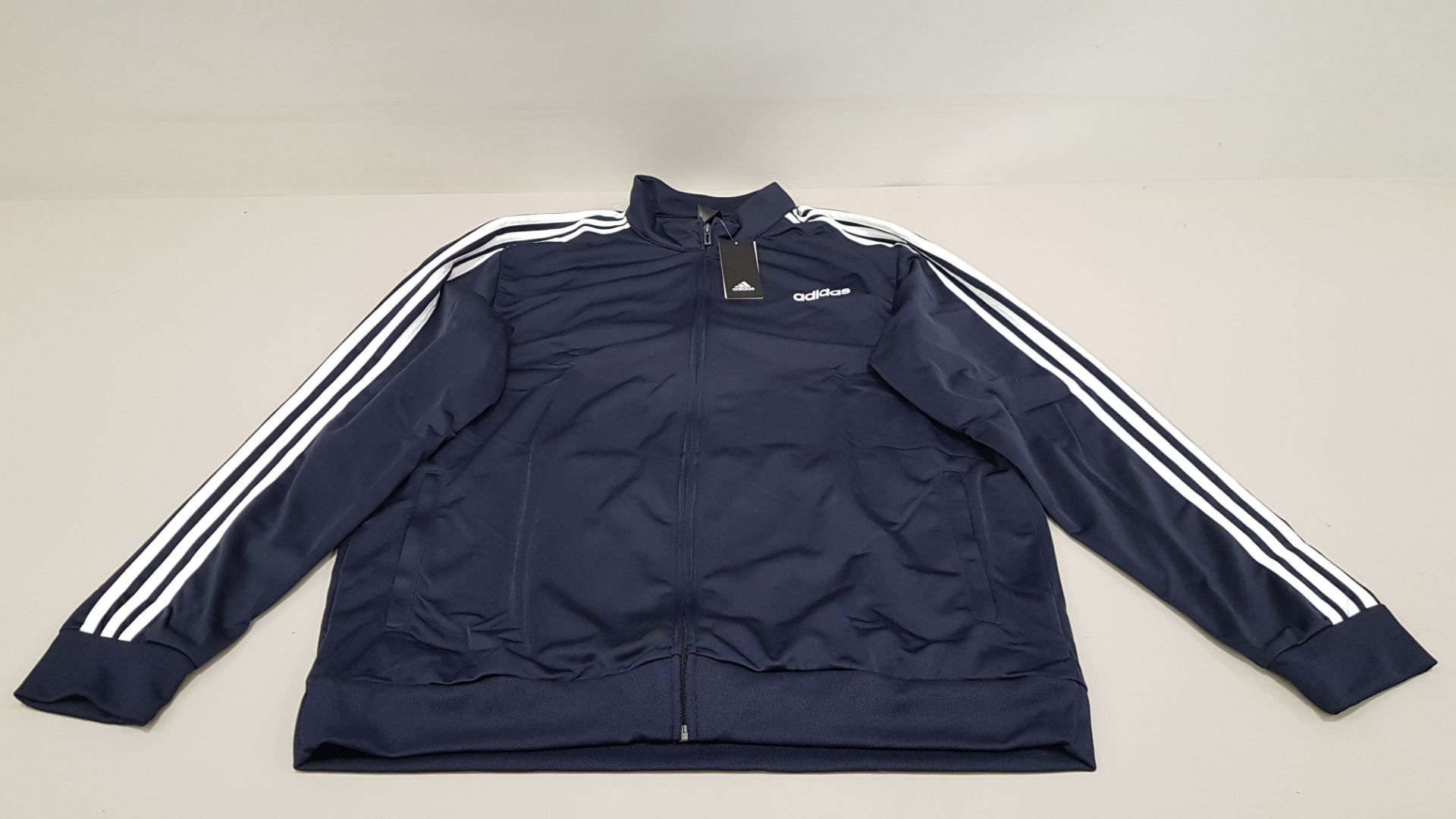 10 X BRAND NEW ADIDAS WHITE AND NAVY TRACKSUIT TOPS IN SIZE 3XL