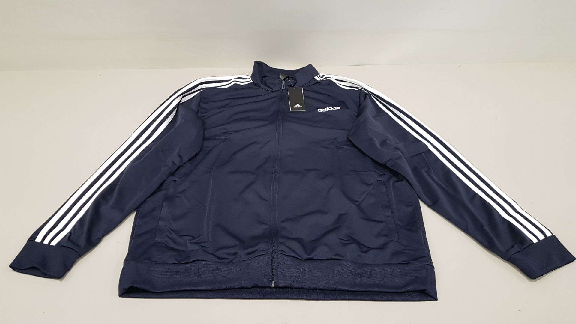 10 X BRAND NEW ADIDAS WHITE AND NAVY TRACKSUIT TOPS IN SIZE 5XL