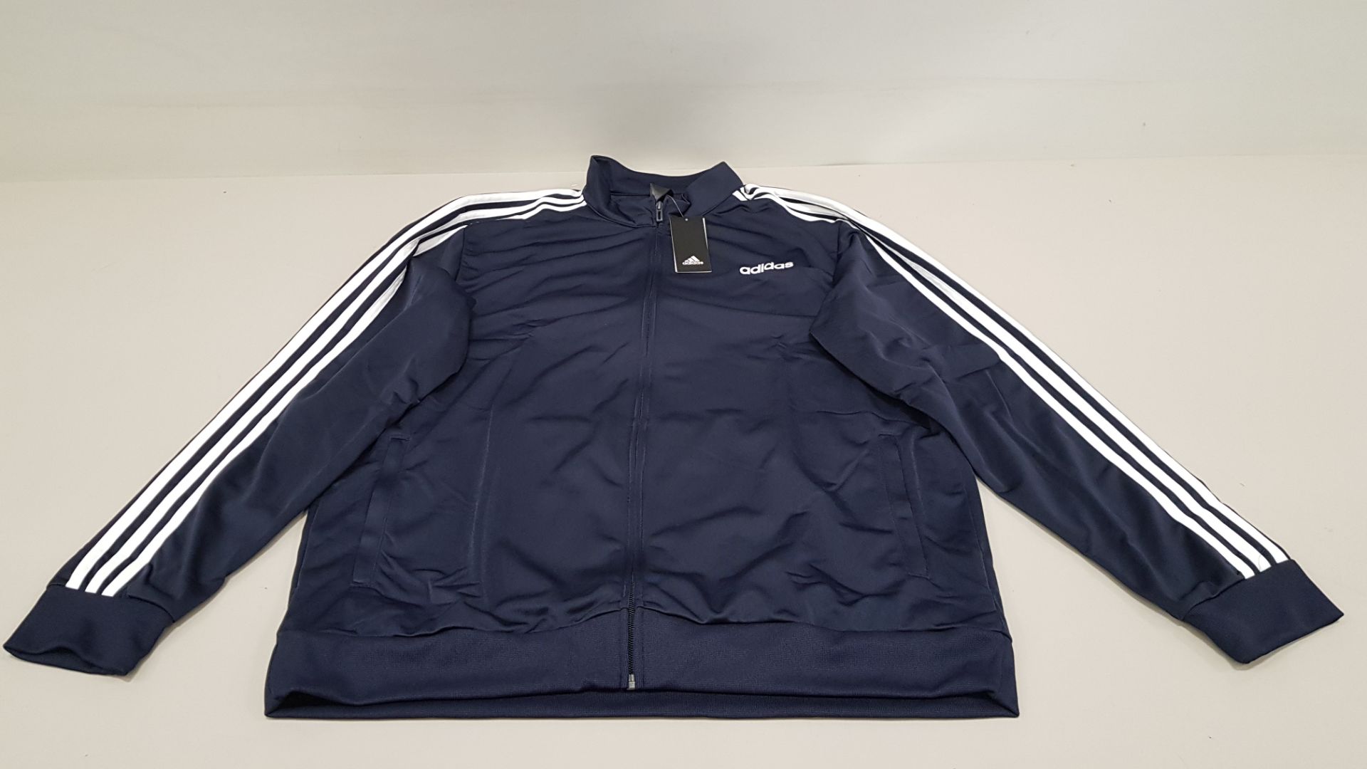 10 X BRAND NEW ADIDAS WHITE AND NAVY TRACKSUIT TOPS IN SIZE 2XL