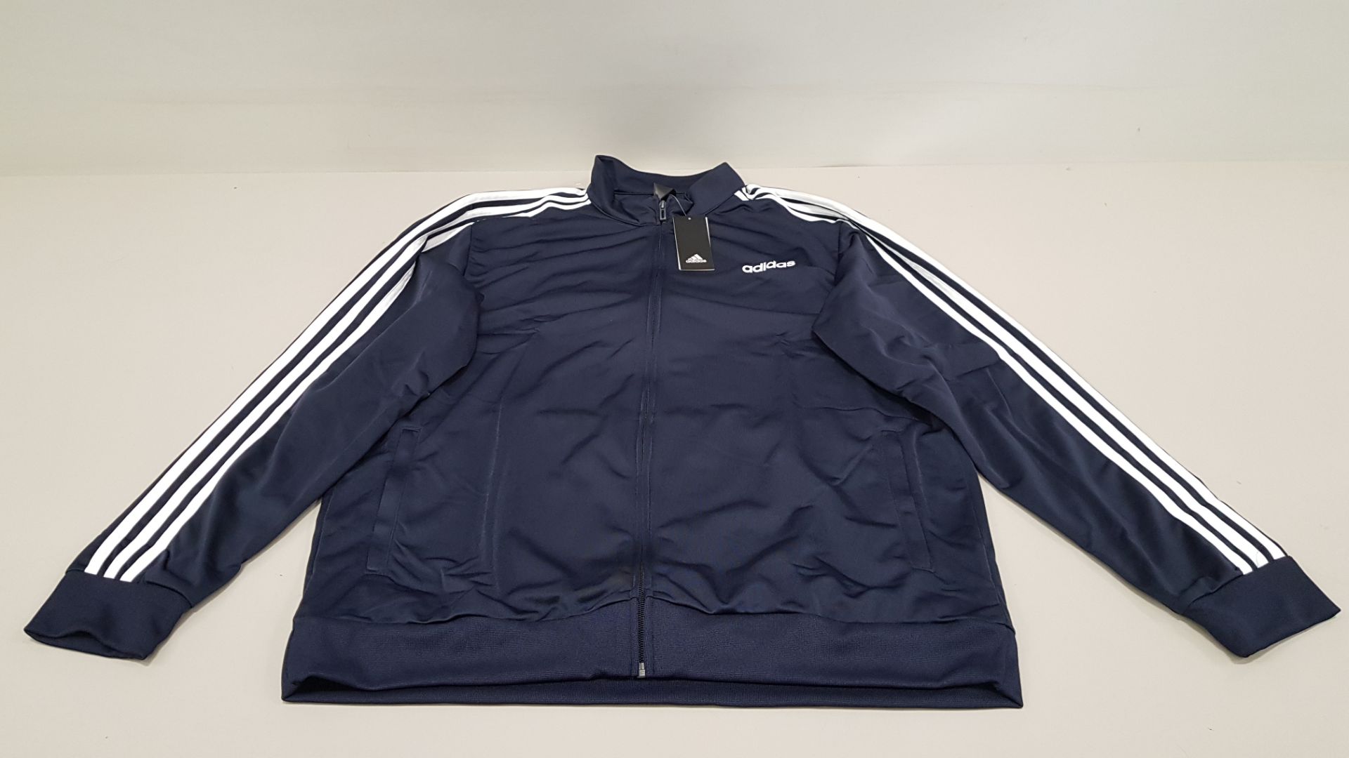 10 X BRAND NEW ADIDAS WHITE AND NAVY TRACKSUIT TOPS IN SIZE 3XL