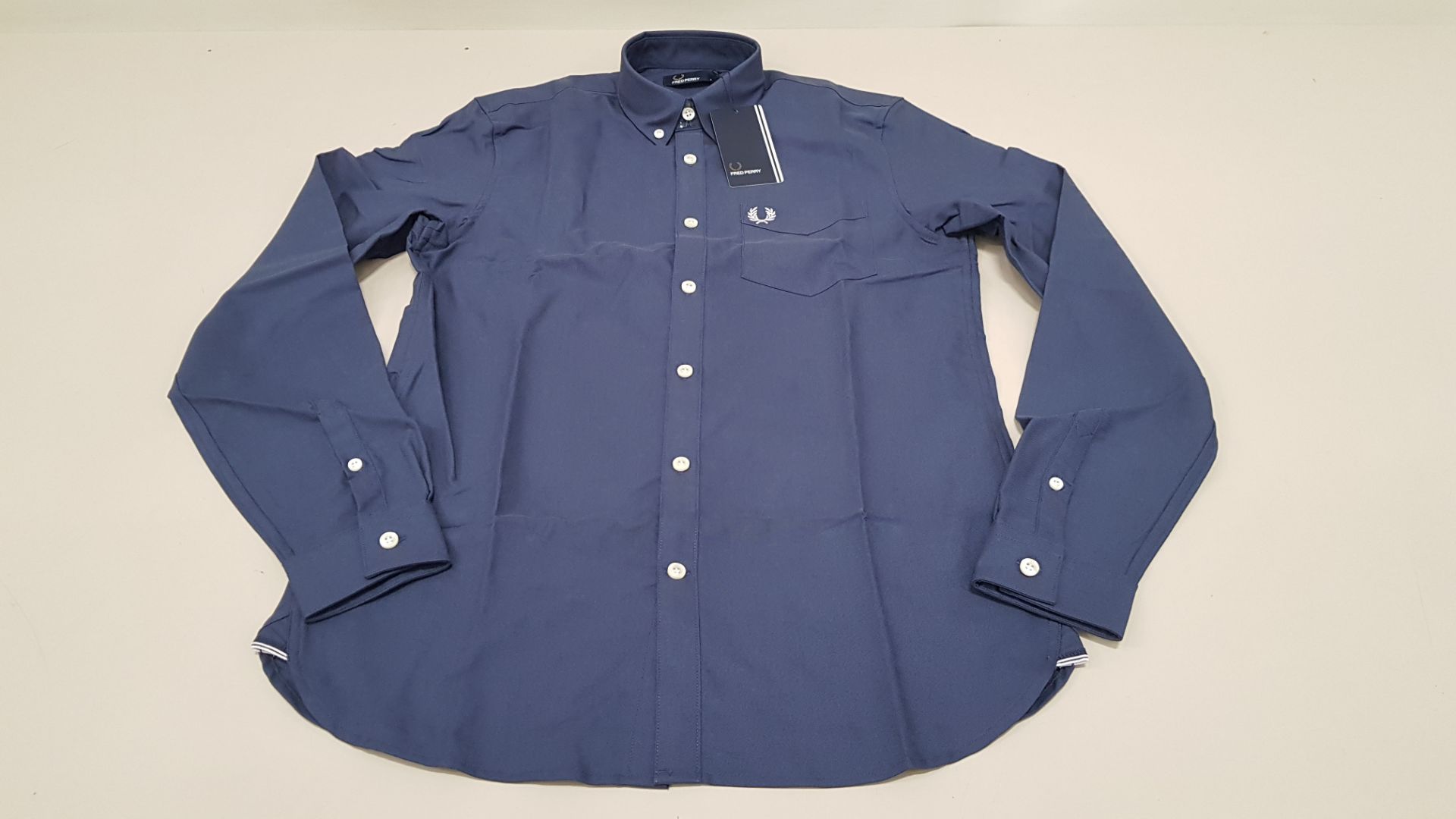 12 X BRAND NEW FRED PERRY CLASSIC OXFORD NAVY LONG SLEEVED SHIRTS 4 X SIZE EXTRA LARGE AND 8 X