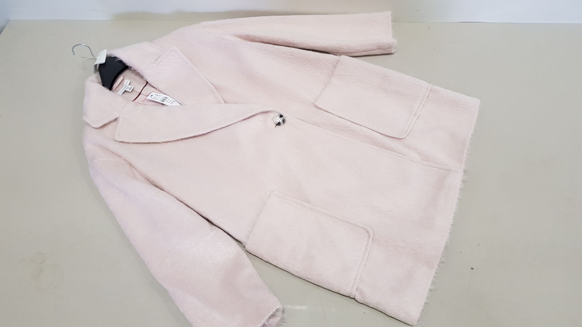 5 X BRAND NEW TOPSHOP PINK BUTTONED FAUX FUR JACKETS SIZE 16 ( 1 X SIZE 10) RRP £65.00 (TOTAL RRP £